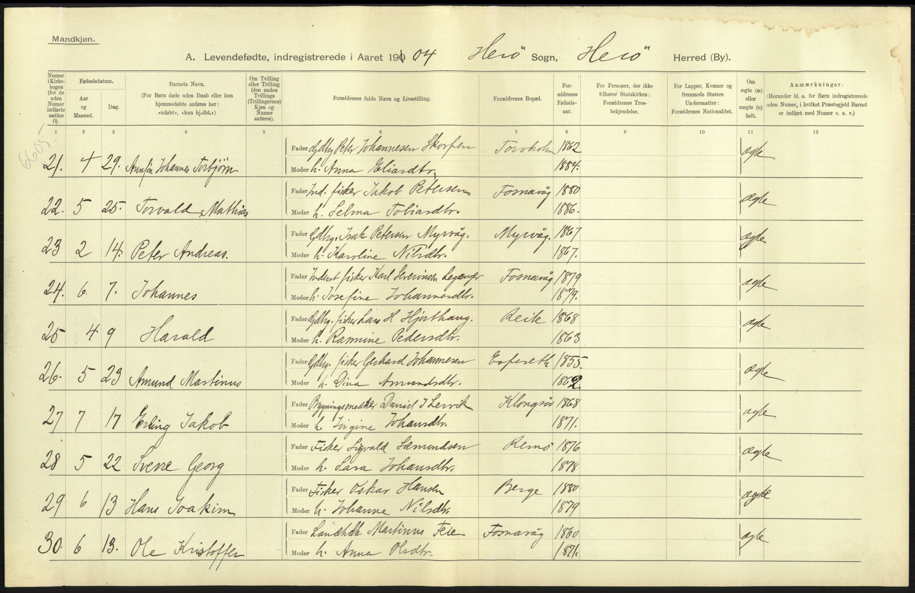 Statistisk sentralbyrå, Sosiodemografiske emner, Befolkning, AV/RA-S-2228/D/Df/Dfa/Dfab/L0016: Romsdals amt: Fødte, gifte, døde., 1904, p. 37