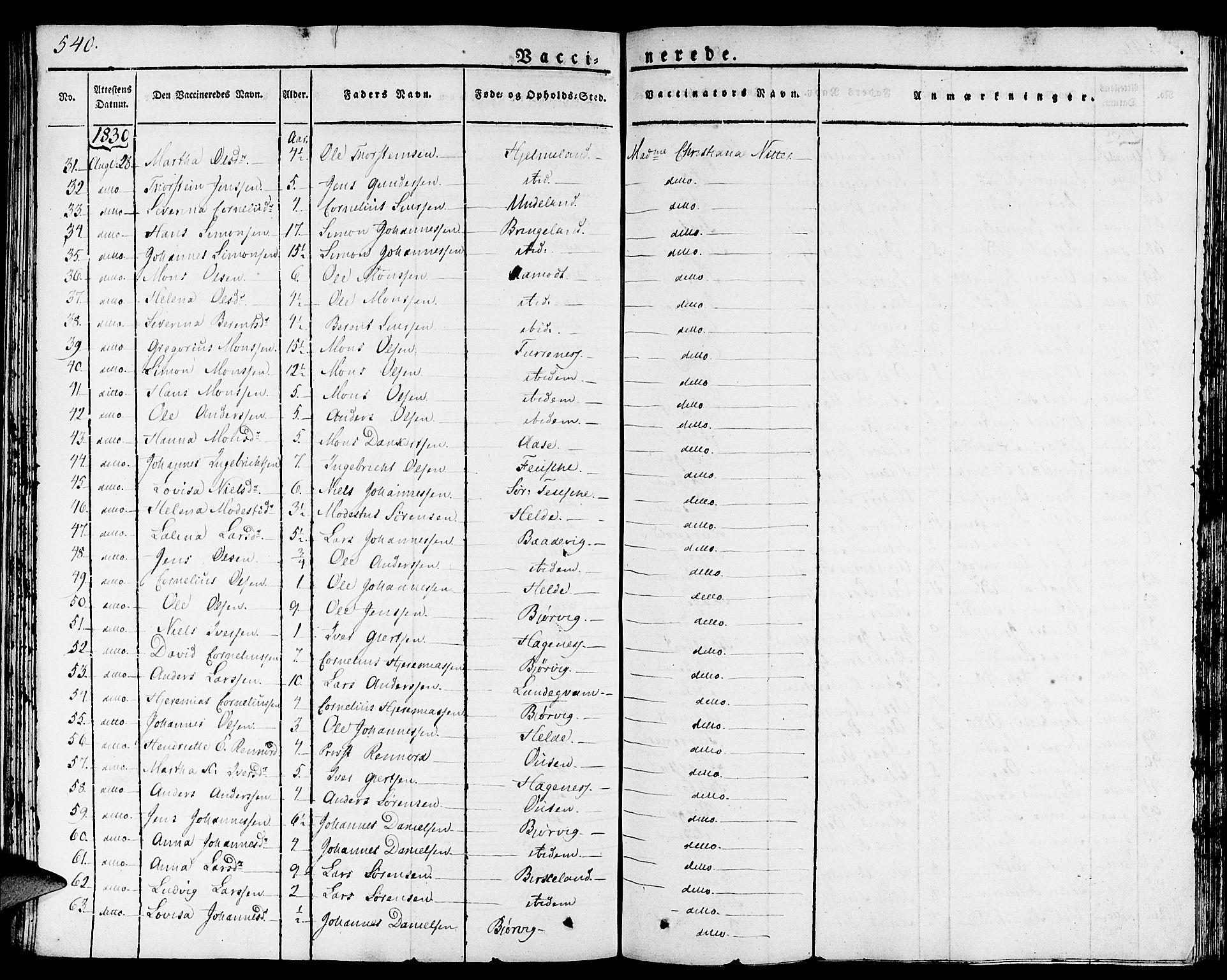 Gaular sokneprestembete, SAB/A-80001/H/Haa: Parish register (official) no. A 3, 1821-1840, p. 540