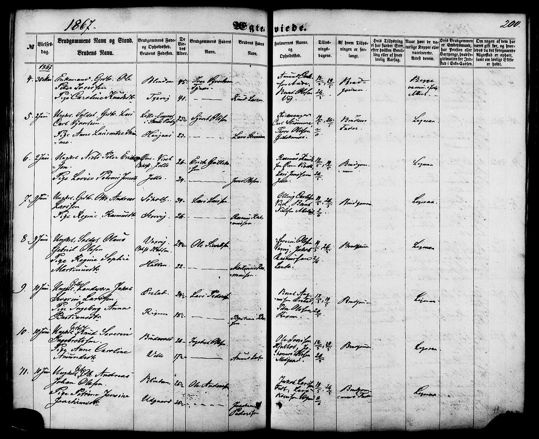 Ministerialprotokoller, klokkerbøker og fødselsregistre - Møre og Romsdal, SAT/A-1454/522/L0314: Parish register (official) no. 522A09, 1863-1877, p. 200