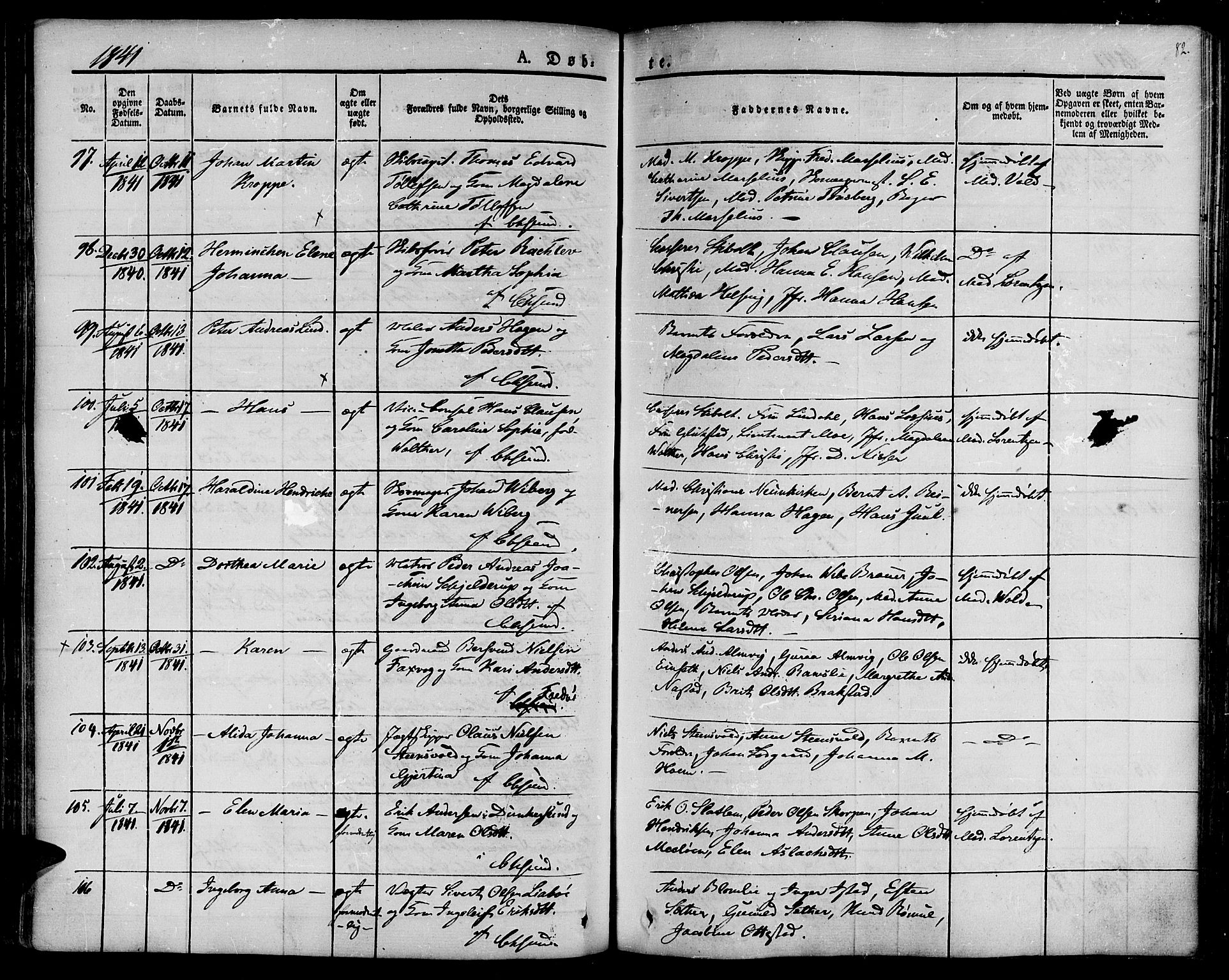 Ministerialprotokoller, klokkerbøker og fødselsregistre - Møre og Romsdal, SAT/A-1454/572/L0843: Parish register (official) no. 572A06, 1832-1842, p. 82