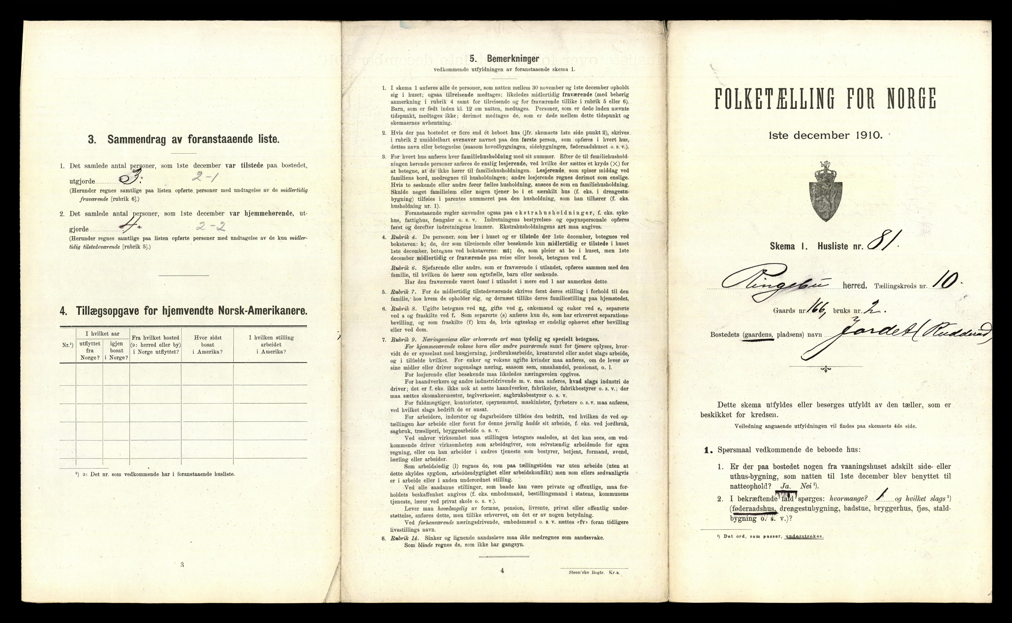 RA, 1910 census for Ringebu, 1910, p. 1512