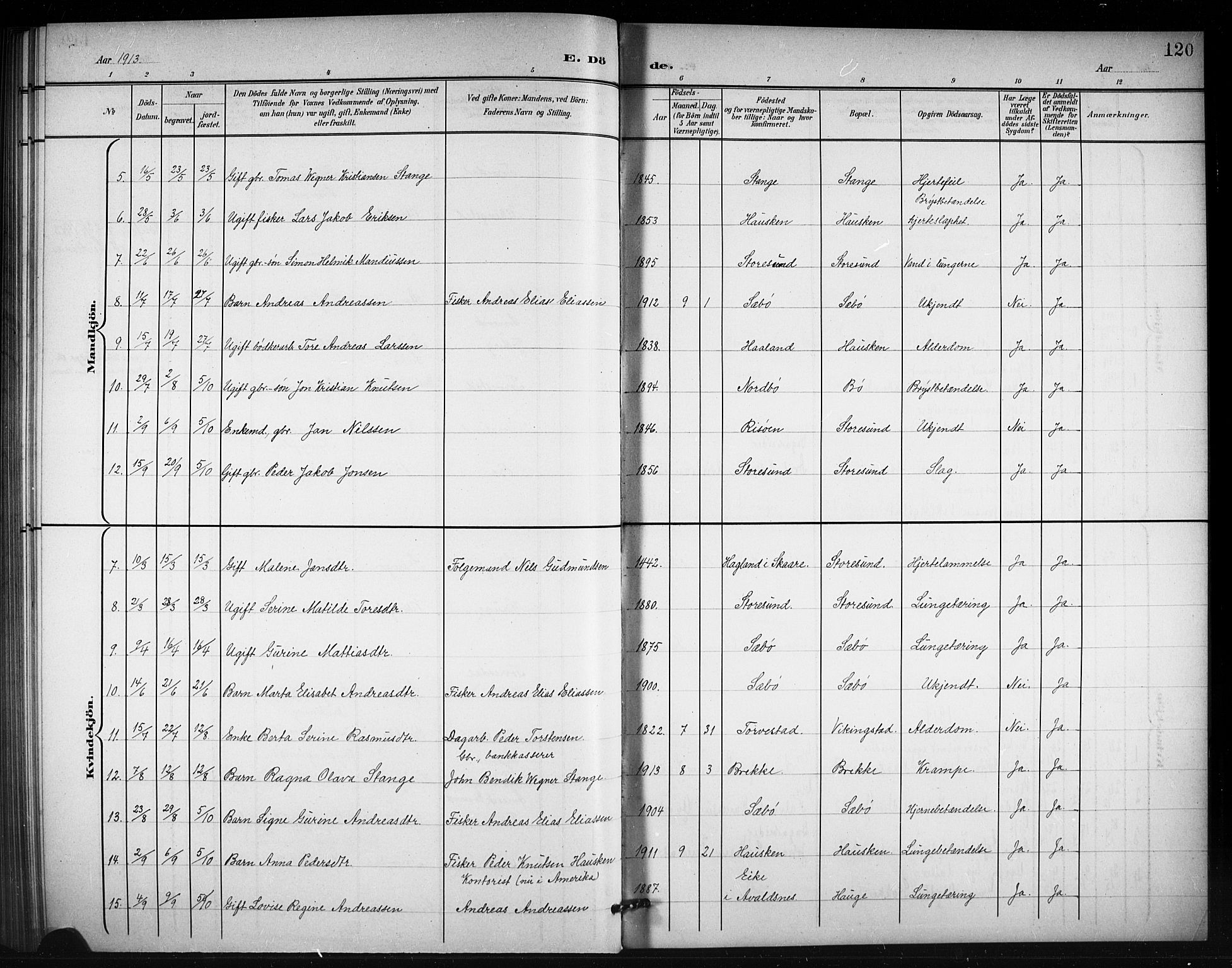 Torvastad sokneprestkontor, AV/SAST-A -101857/H/Ha/Hab/L0008: Parish register (copy) no. B 8, 1901-1924, p. 120