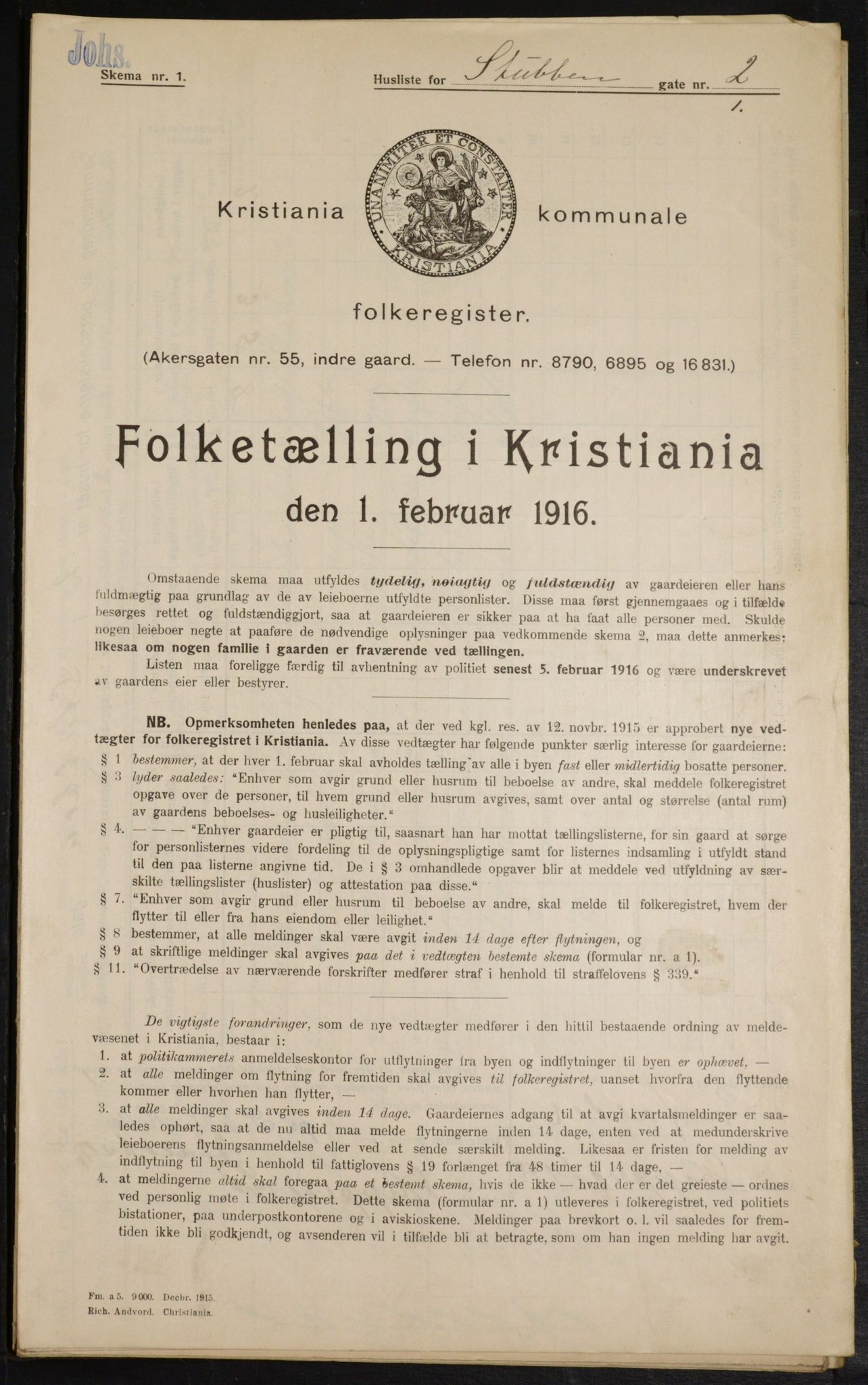 OBA, Municipal Census 1916 for Kristiania, 1916, p. 107211