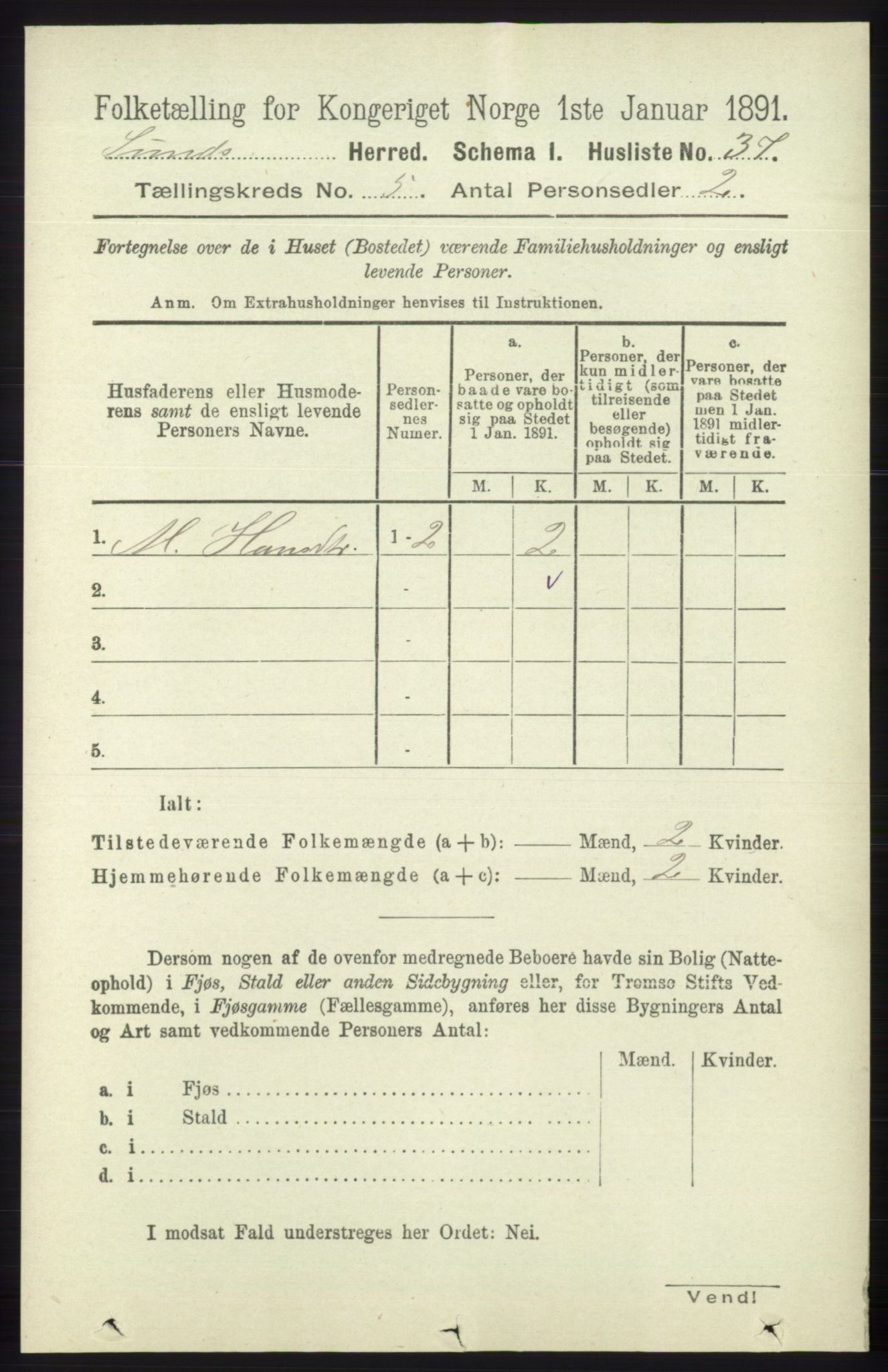 RA, 1891 census for 1245 Sund, 1891, p. 2362