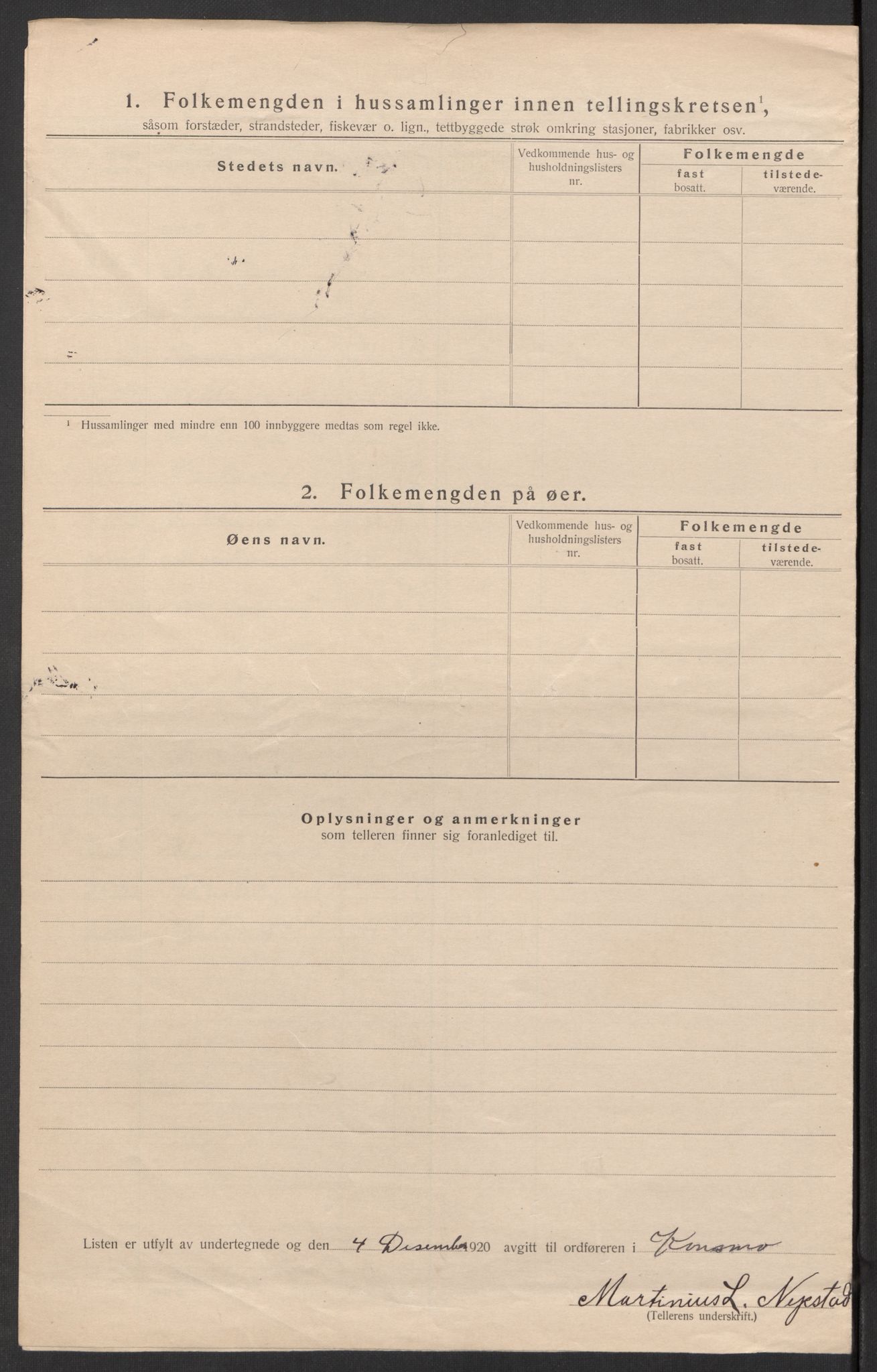 SAK, 1920 census for Konsmo, 1920, p. 20