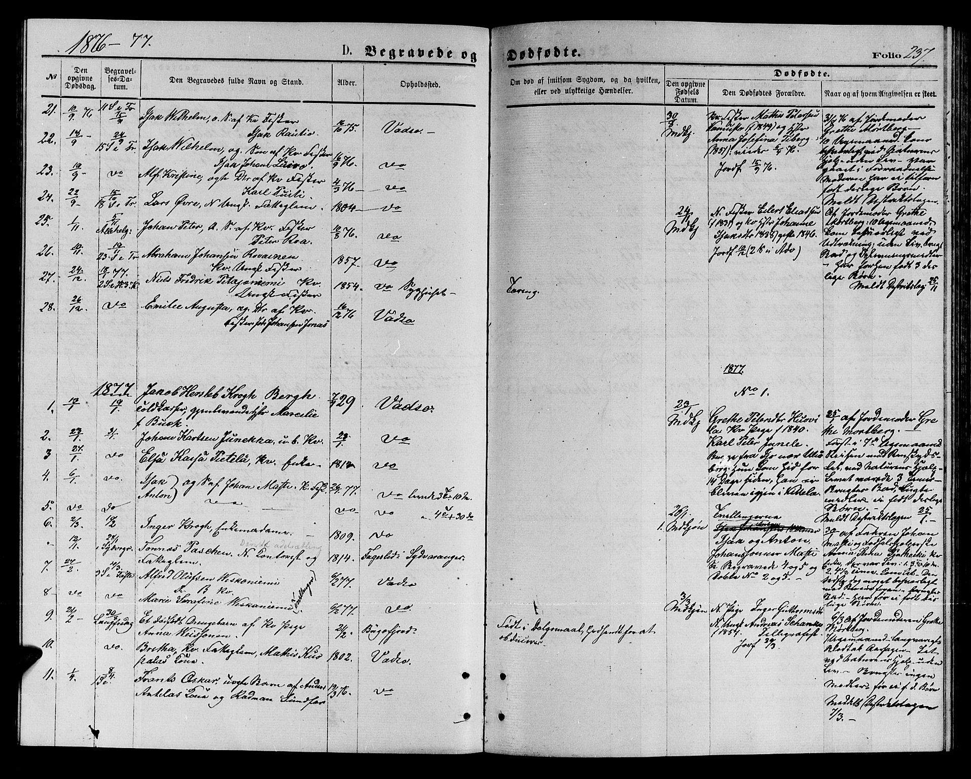 Vadsø sokneprestkontor, SATØ/S-1325/H/Hb/L0002klokker: Parish register (copy) no. 2, 1875-1884, p. 237