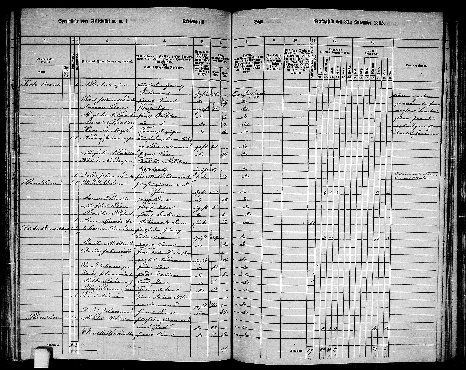 RA, 1865 census for Haus, 1865, p. 176