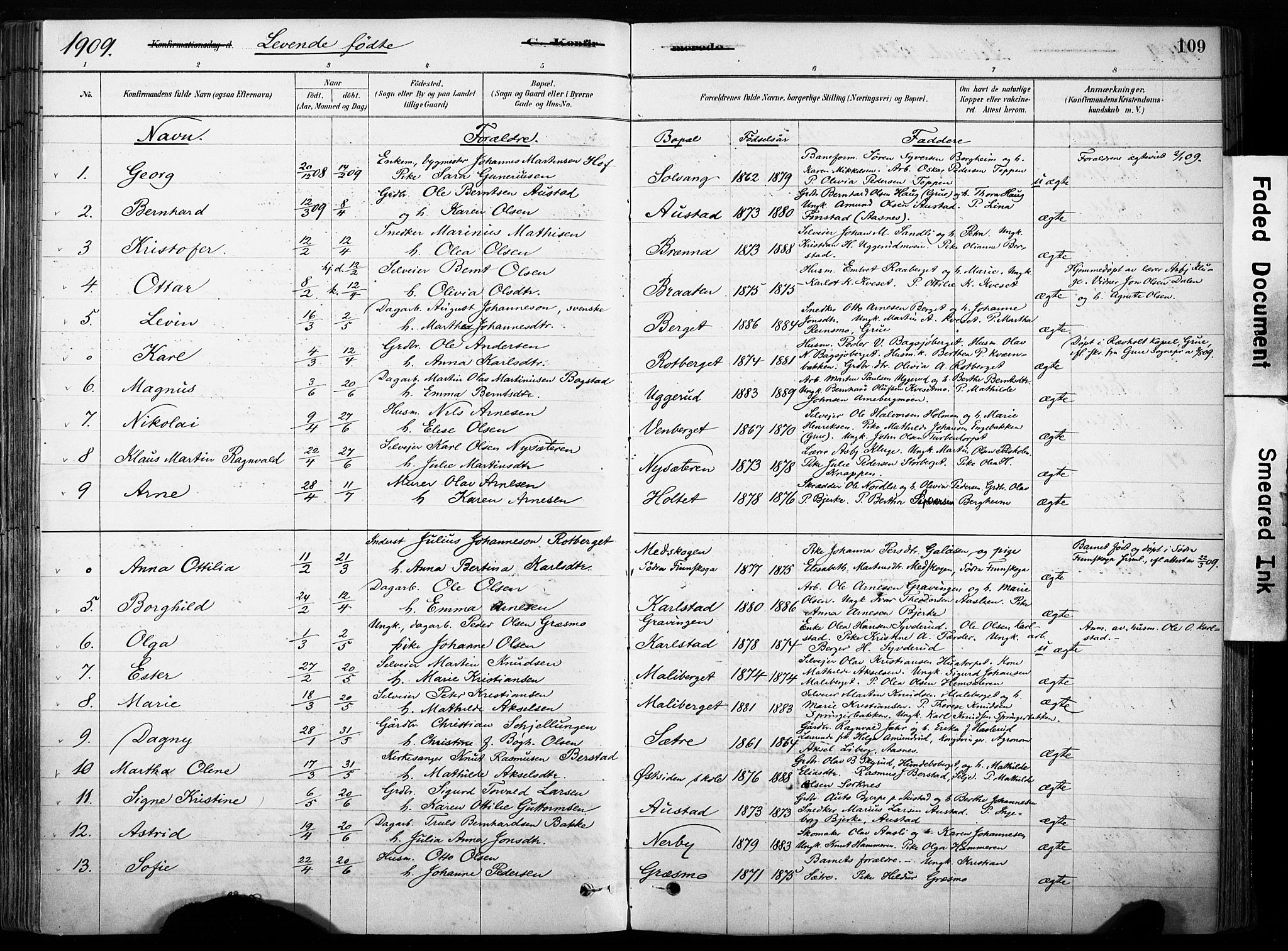 Hof prestekontor, AV/SAH-PREST-038/H/Ha/Haa/L0011: Parish register (official) no. 11, 1879-1911, p. 109