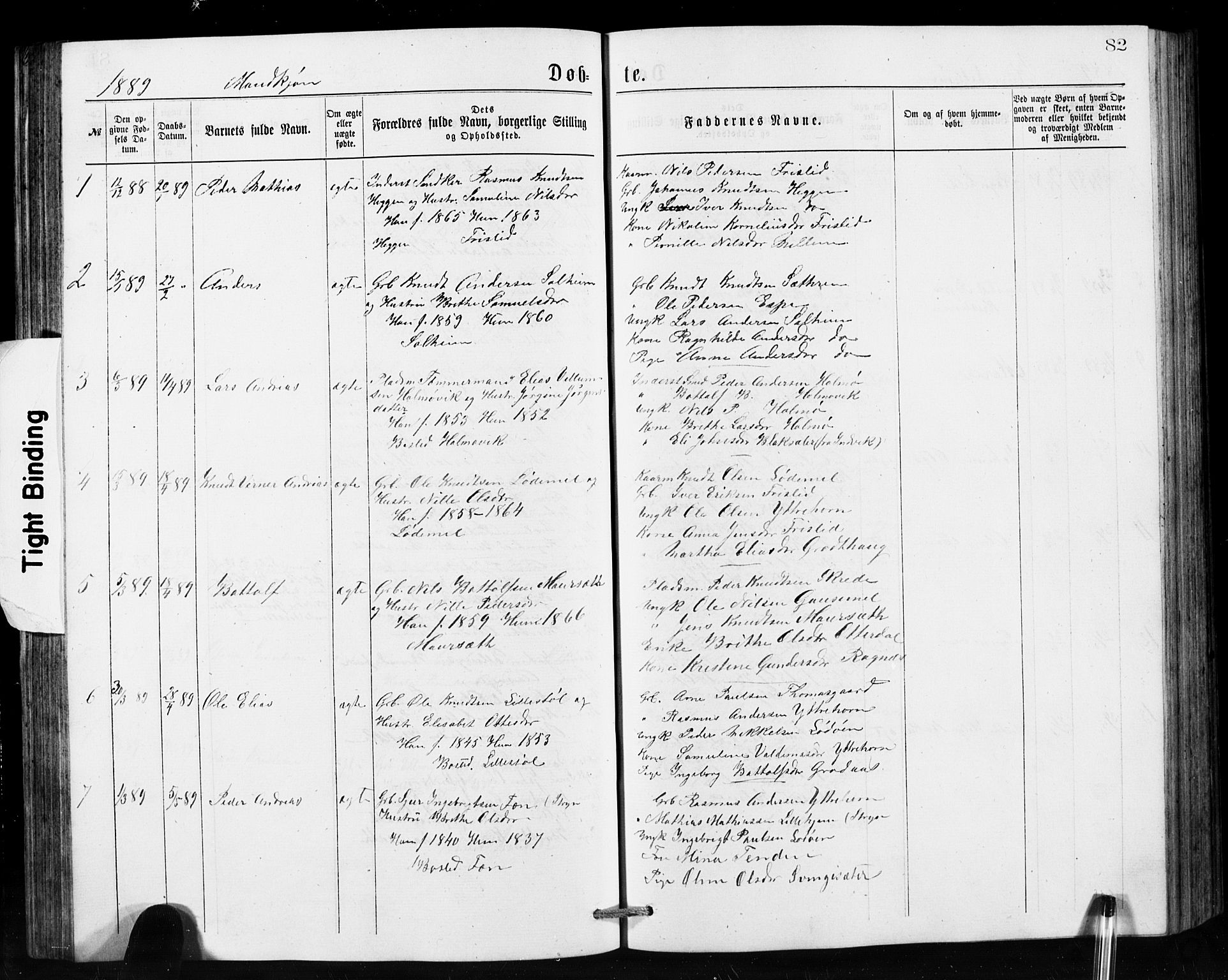 Hornindal sokneprestembete, SAB/A-82401/H/Hab: Parish register (copy) no. A 1, 1876-1894, p. 82