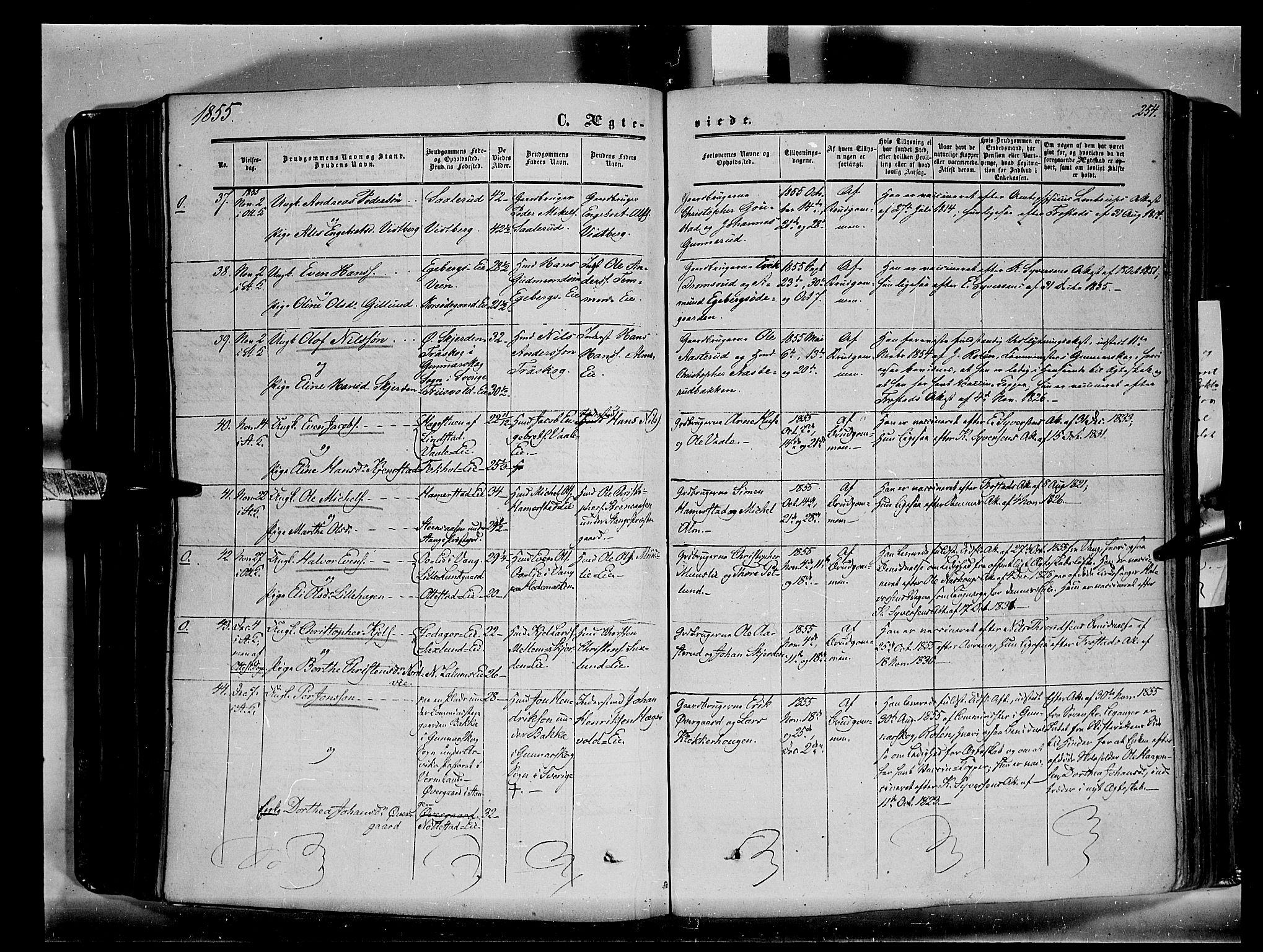 Stange prestekontor, AV/SAH-PREST-002/K/L0012: Parish register (official) no. 12, 1852-1862, p. 254