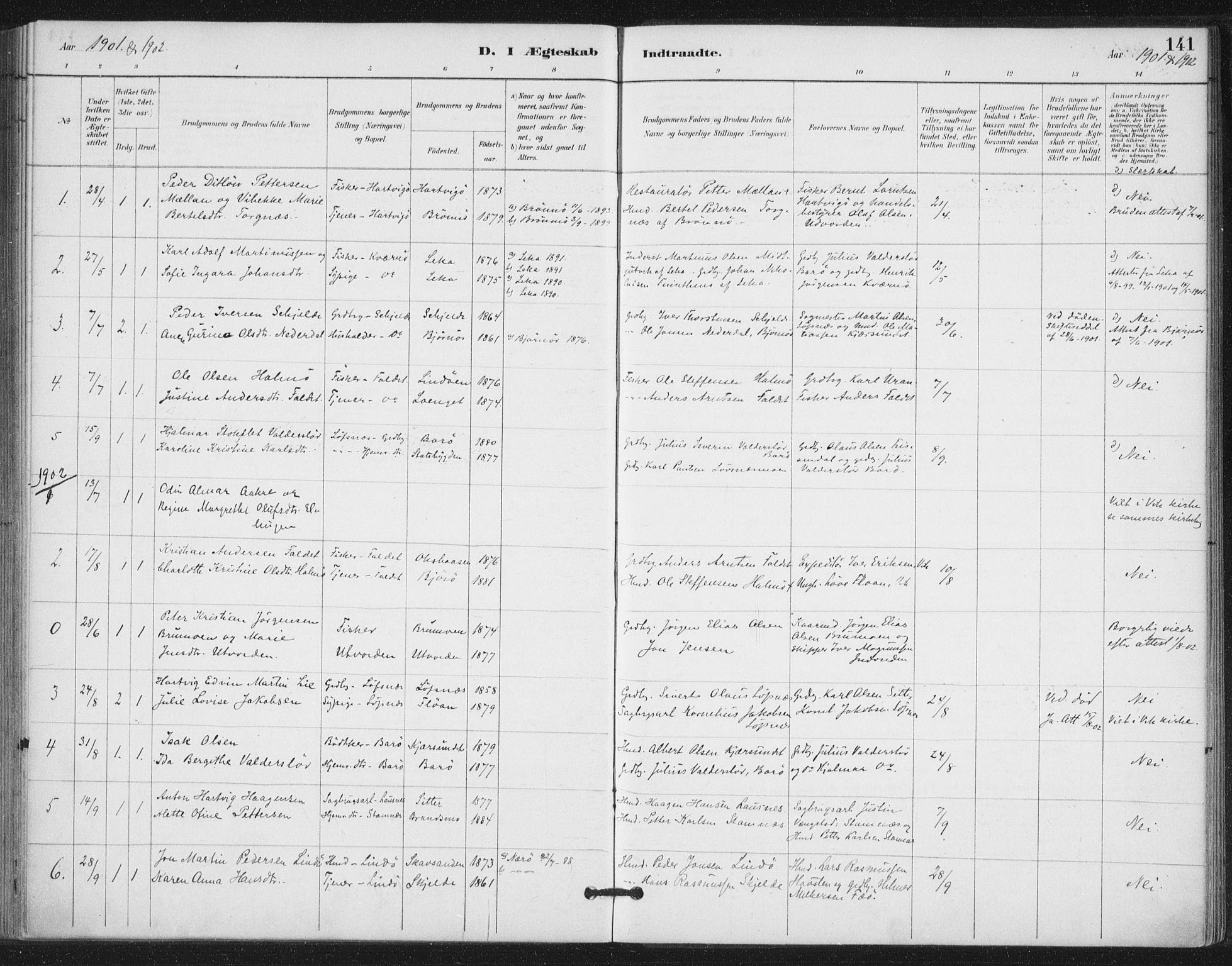 Ministerialprotokoller, klokkerbøker og fødselsregistre - Nord-Trøndelag, SAT/A-1458/772/L0603: Parish register (official) no. 772A01, 1885-1912, p. 141