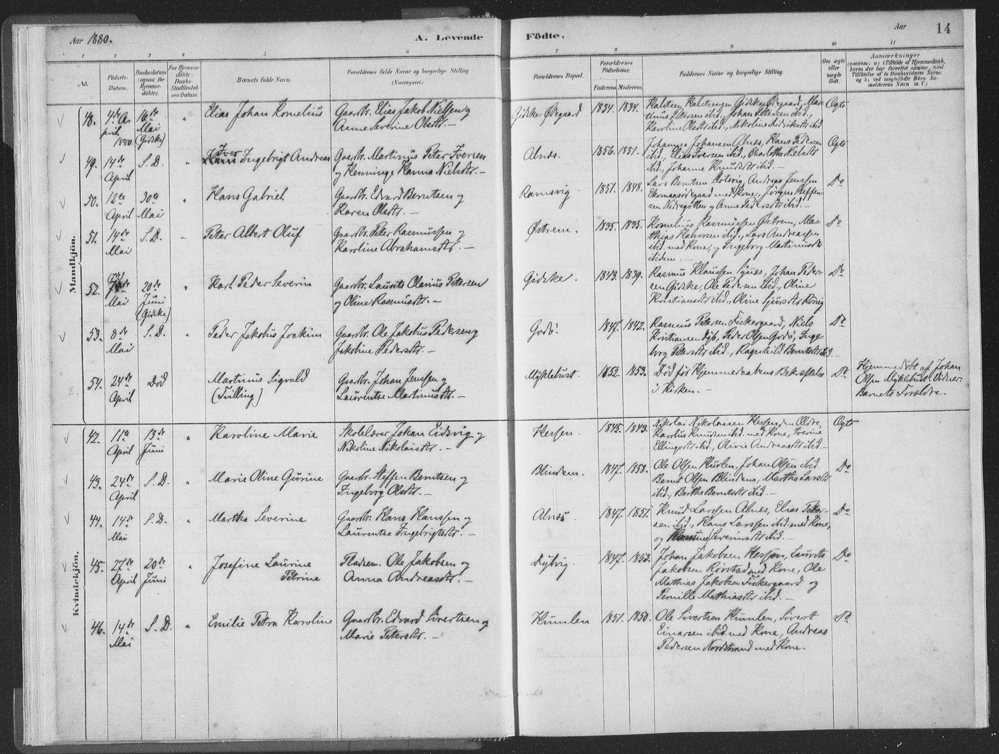 Ministerialprotokoller, klokkerbøker og fødselsregistre - Møre og Romsdal, SAT/A-1454/528/L0401: Parish register (official) no. 528A12I, 1880-1920, p. 14