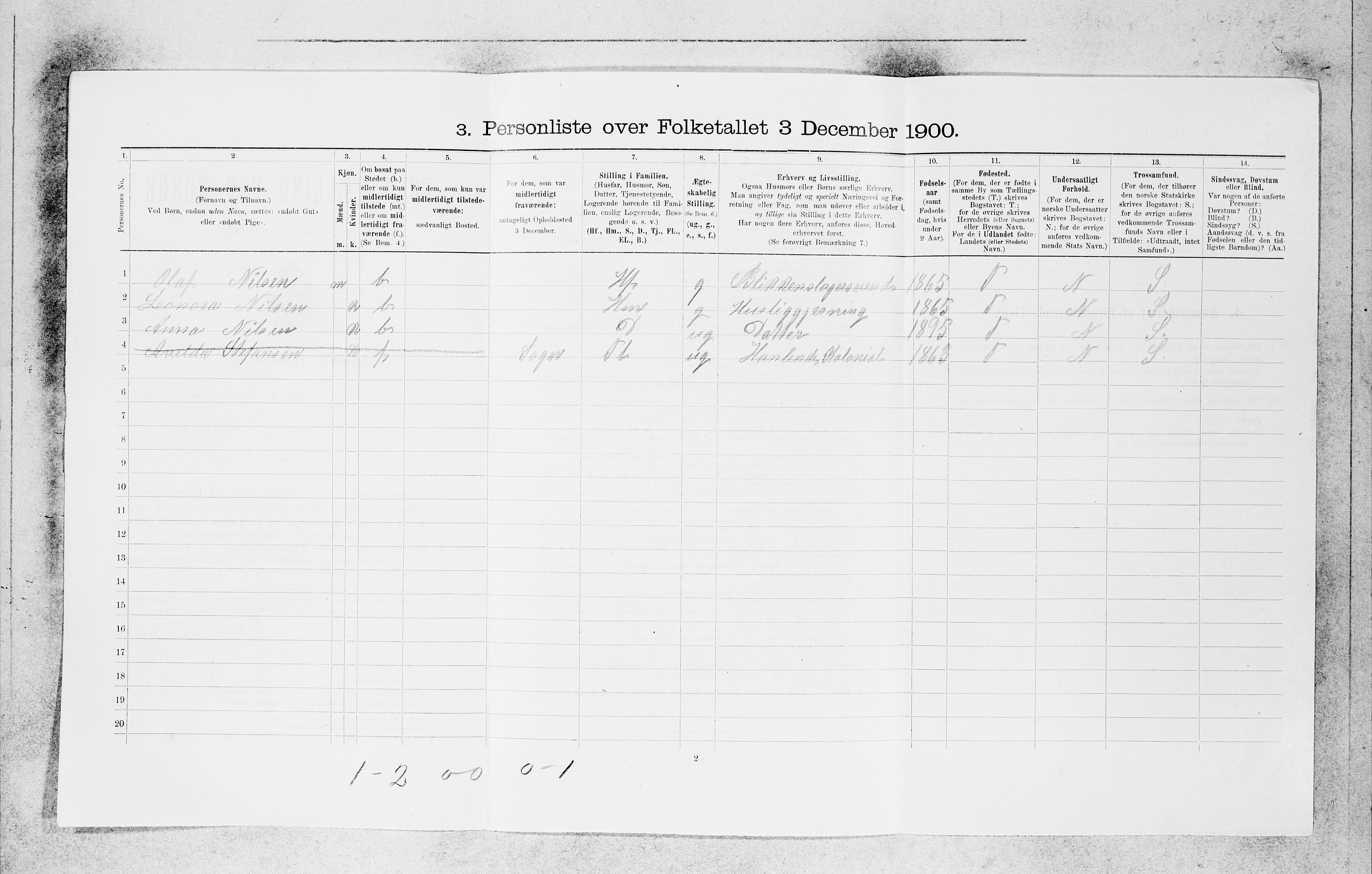 SAB, 1900 census for Bergen, 1900, p. 24750