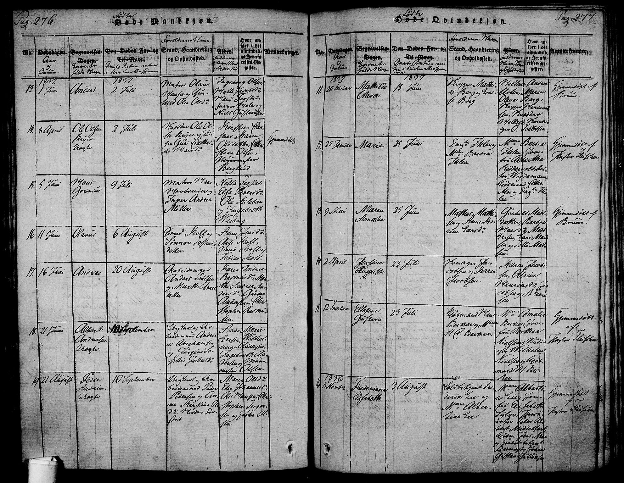 Holmestrand kirkebøker, AV/SAKO-A-346/F/Fa/L0001: Parish register (official) no. 1, 1814-1840, p. 276-277