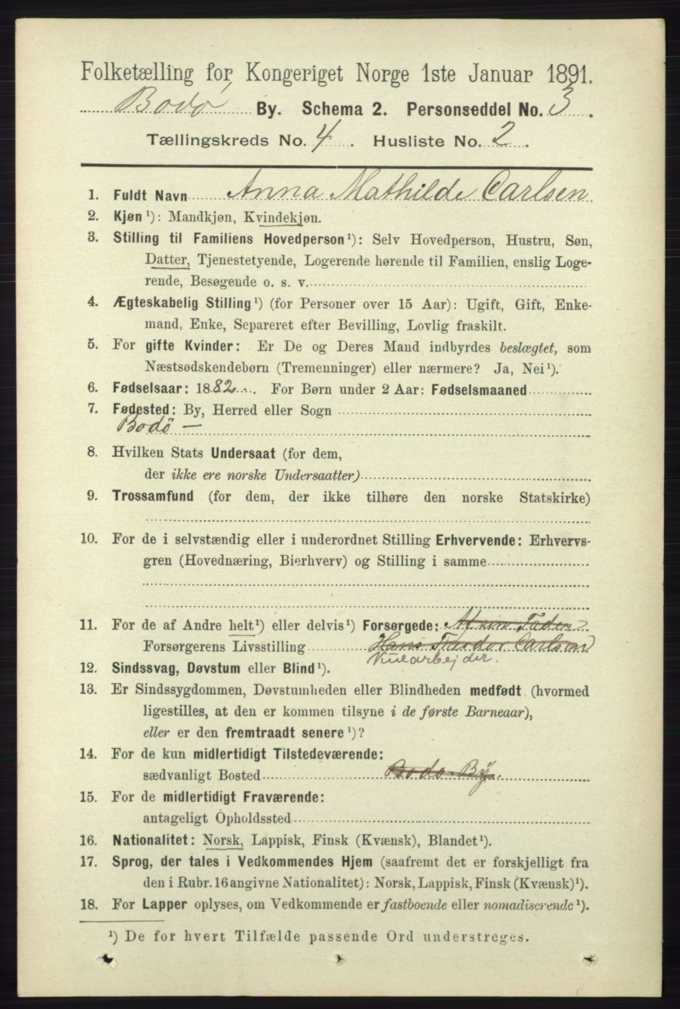 RA, 1891 census for 1804 Bodø, 1891, p. 3023