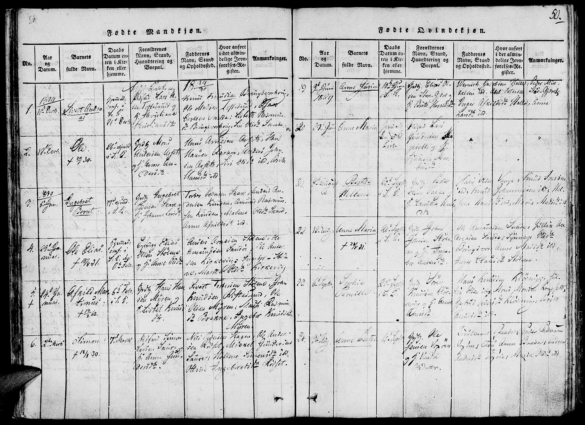 Ministerialprotokoller, klokkerbøker og fødselsregistre - Møre og Romsdal, AV/SAT-A-1454/503/L0033: Parish register (official) no. 503A01, 1816-1841, p. 50