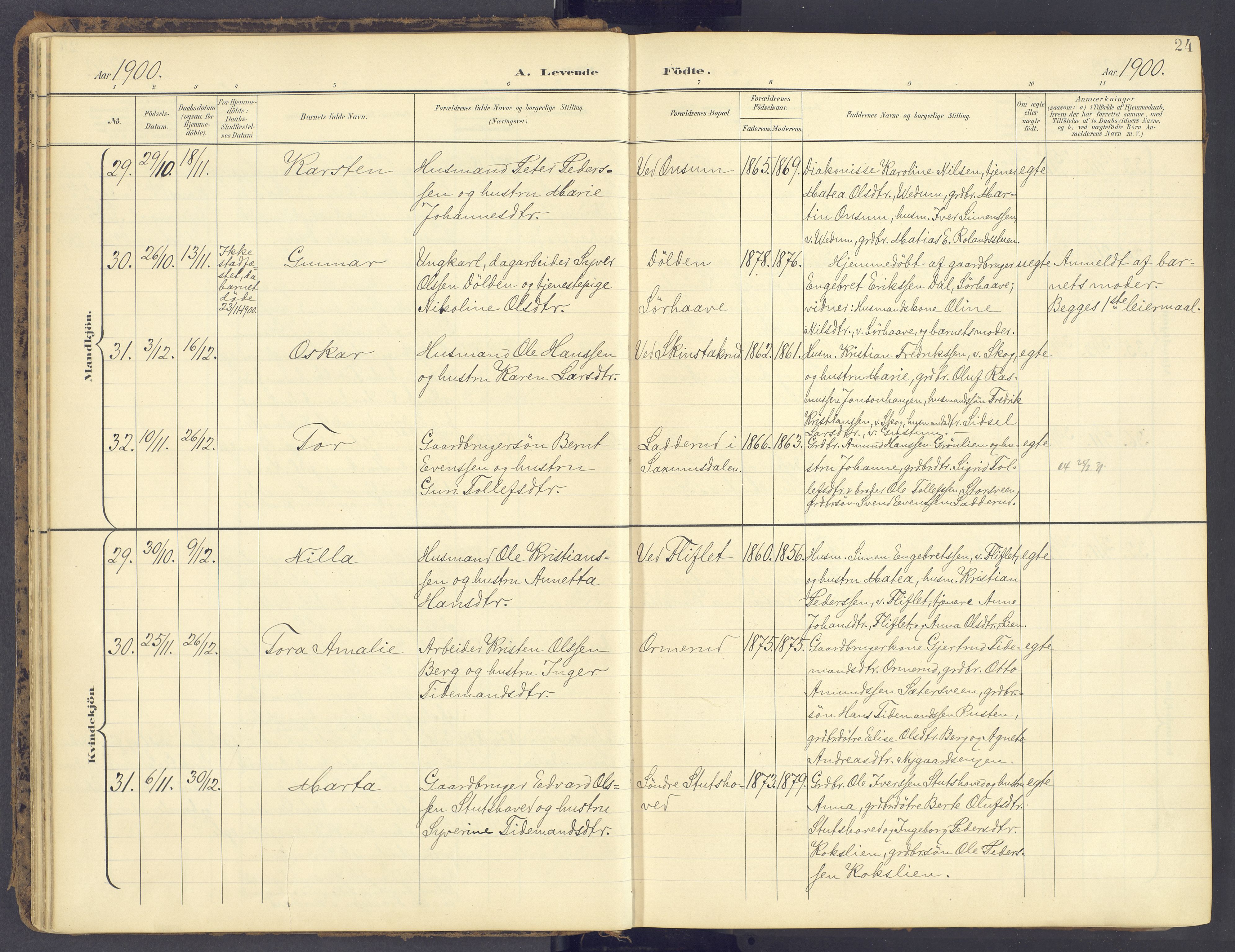 Fåberg prestekontor, AV/SAH-PREST-086/H/Ha/Haa/L0012: Parish register (official) no. 12, 1899-1915, p. 24