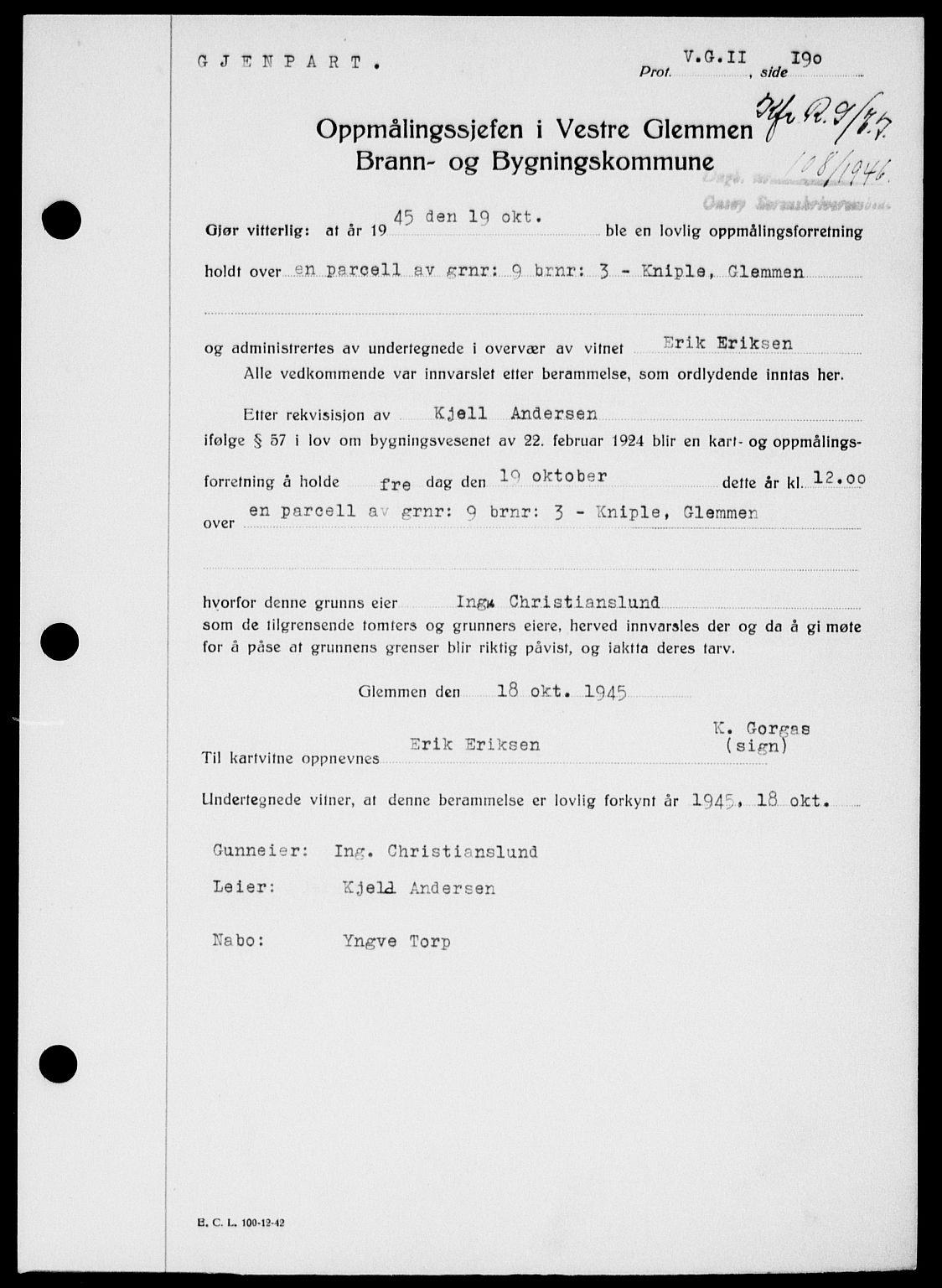 Onsøy sorenskriveri, SAO/A-10474/G/Ga/Gab/L0015: Mortgage book no. II A-15, 1945-1946, Diary no: : 108/1946