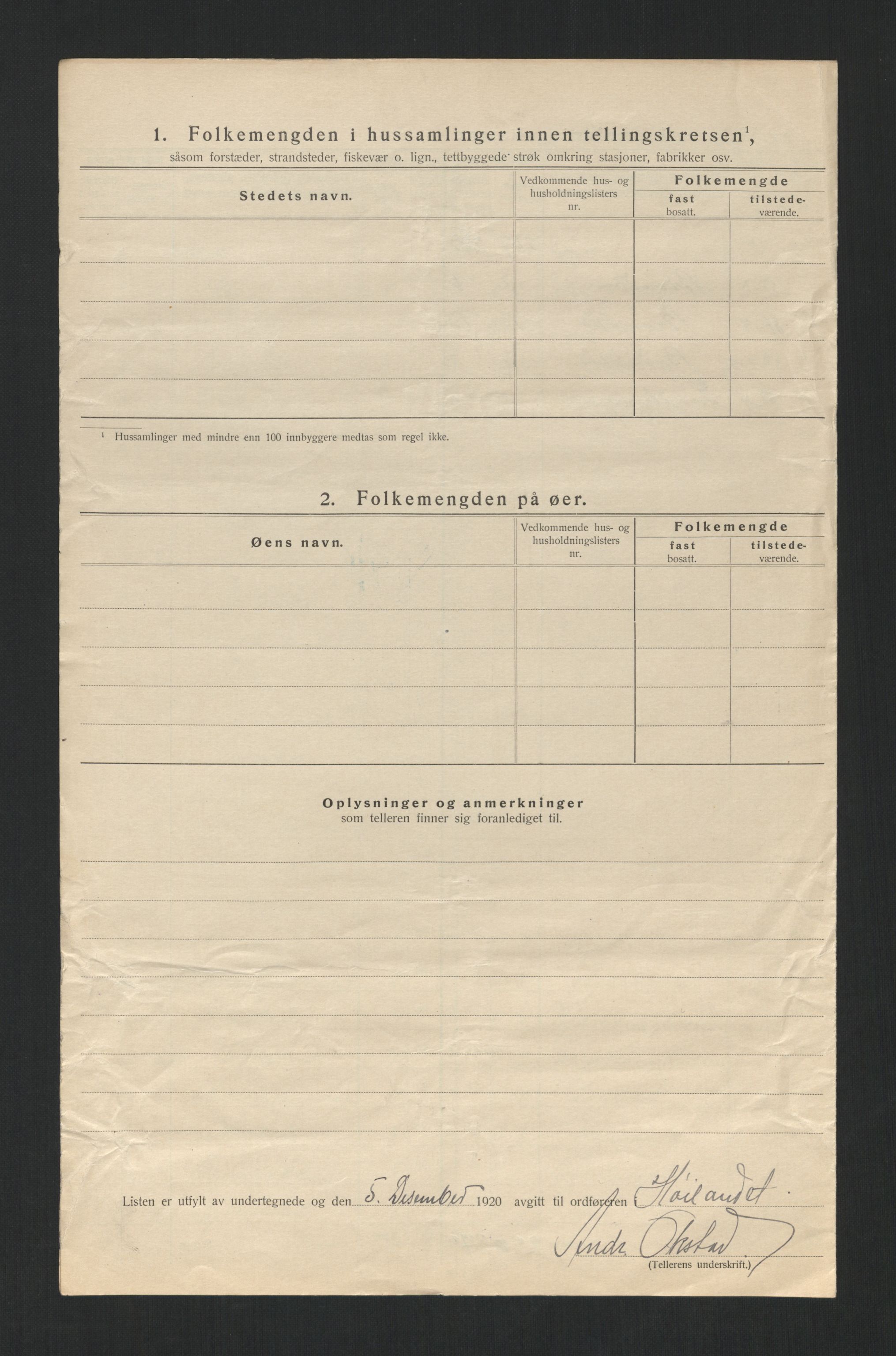 SAT, 1920 census for Høylandet, 1920, p. 15