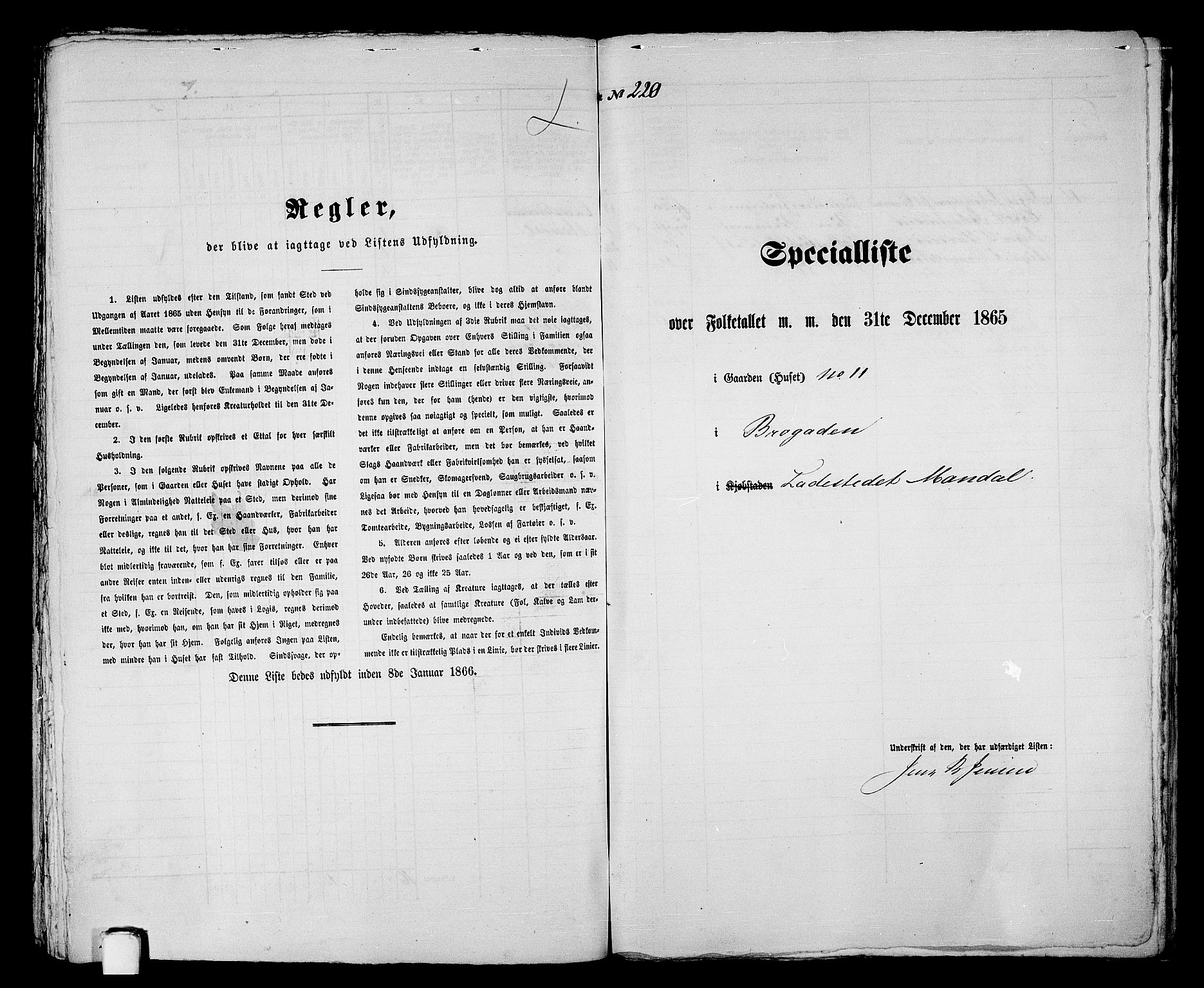 RA, 1865 census for Mandal/Mandal, 1865, p. 442