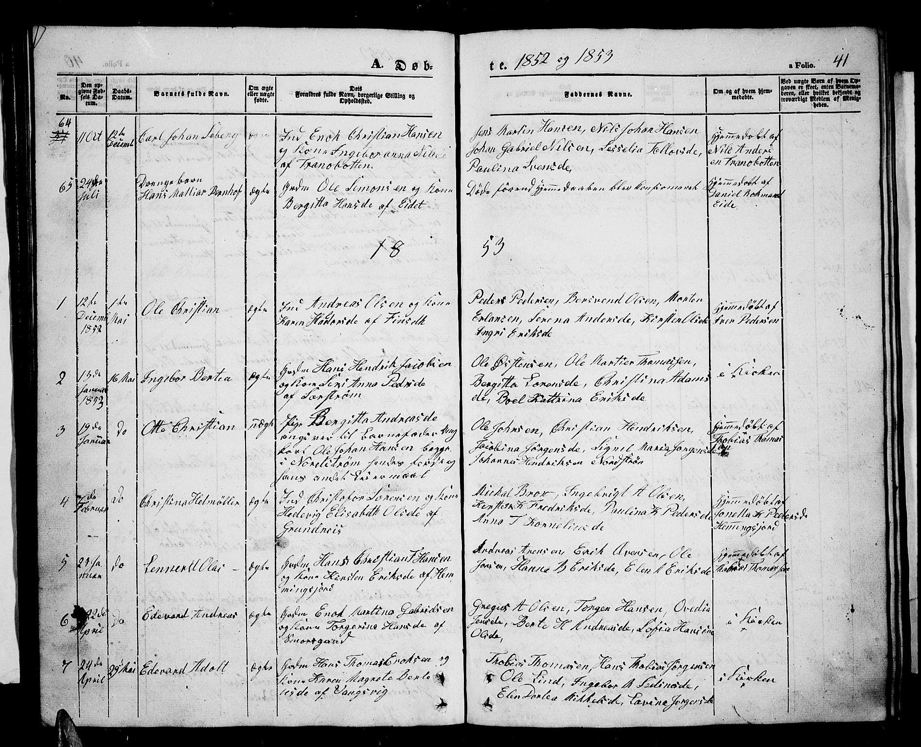 Tranøy sokneprestkontor, SATØ/S-1313/I/Ia/Iab/L0002klokker: Parish register (copy) no. 2, 1847-1860, p. 41