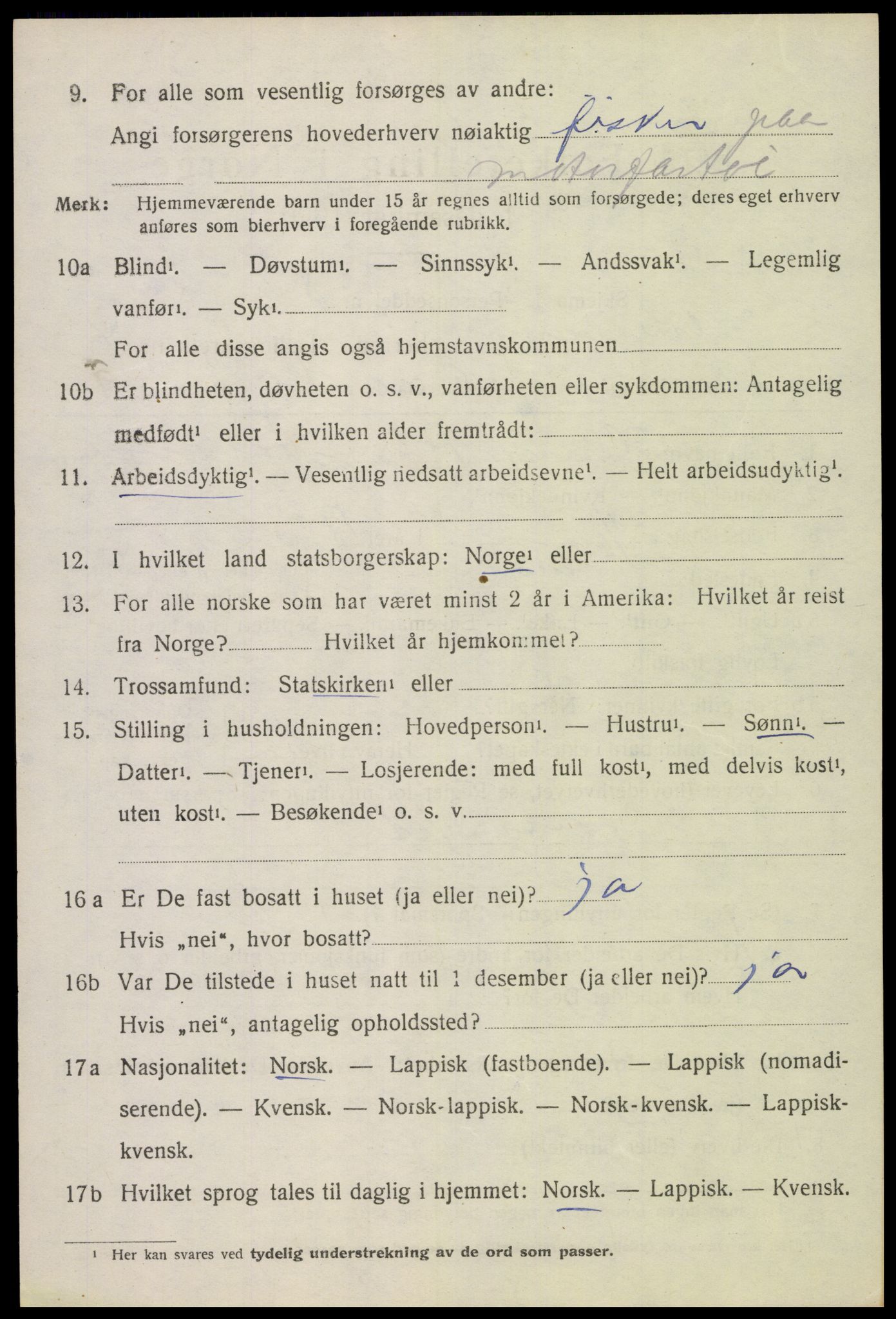 SAT, 1920 census for Dverberg, 1920, p. 5851