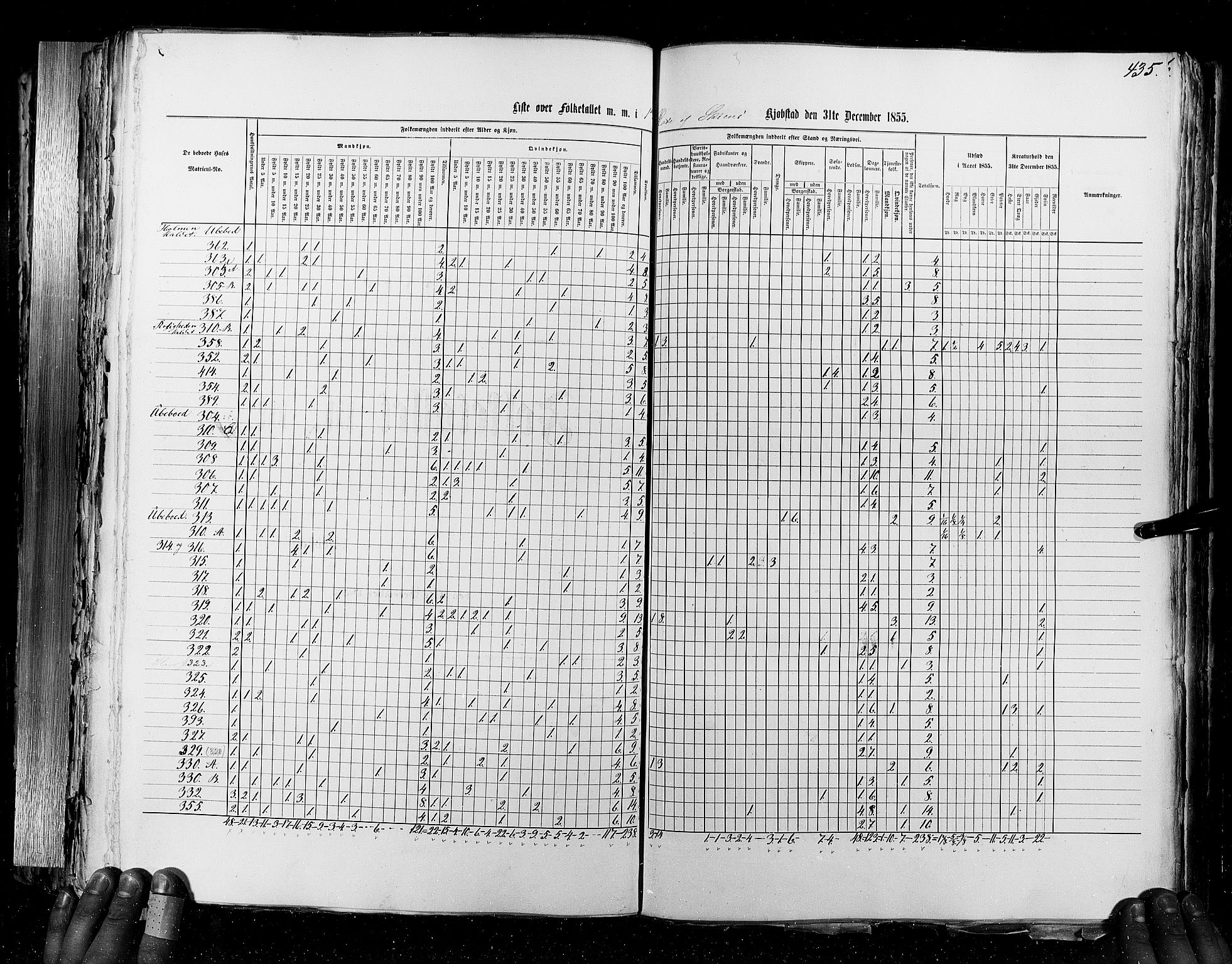 RA, Census 1855, vol. 7: Fredrikshald-Kragerø, 1855, p. 435