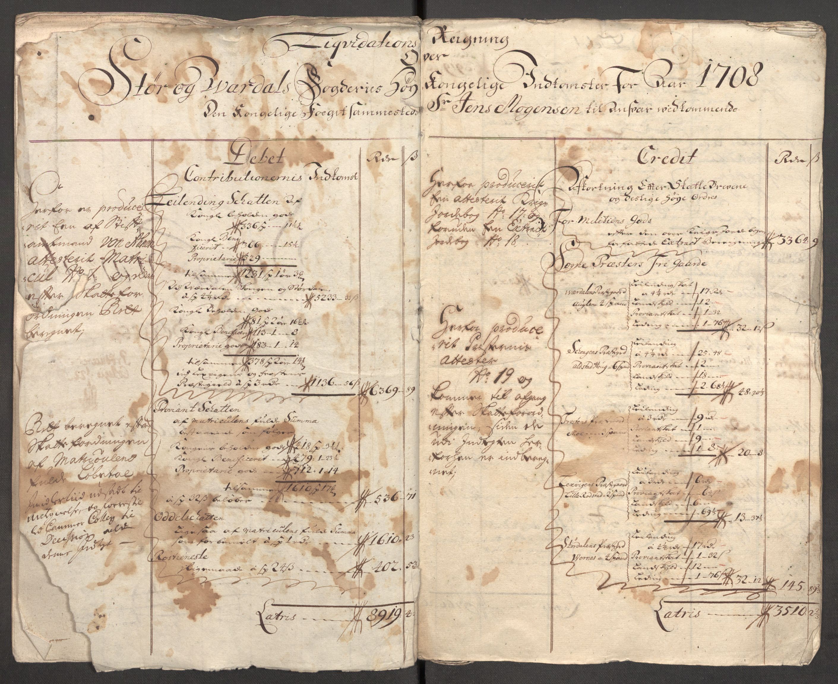 Rentekammeret inntil 1814, Reviderte regnskaper, Fogderegnskap, RA/EA-4092/R62/L4198: Fogderegnskap Stjørdal og Verdal, 1708, p. 12