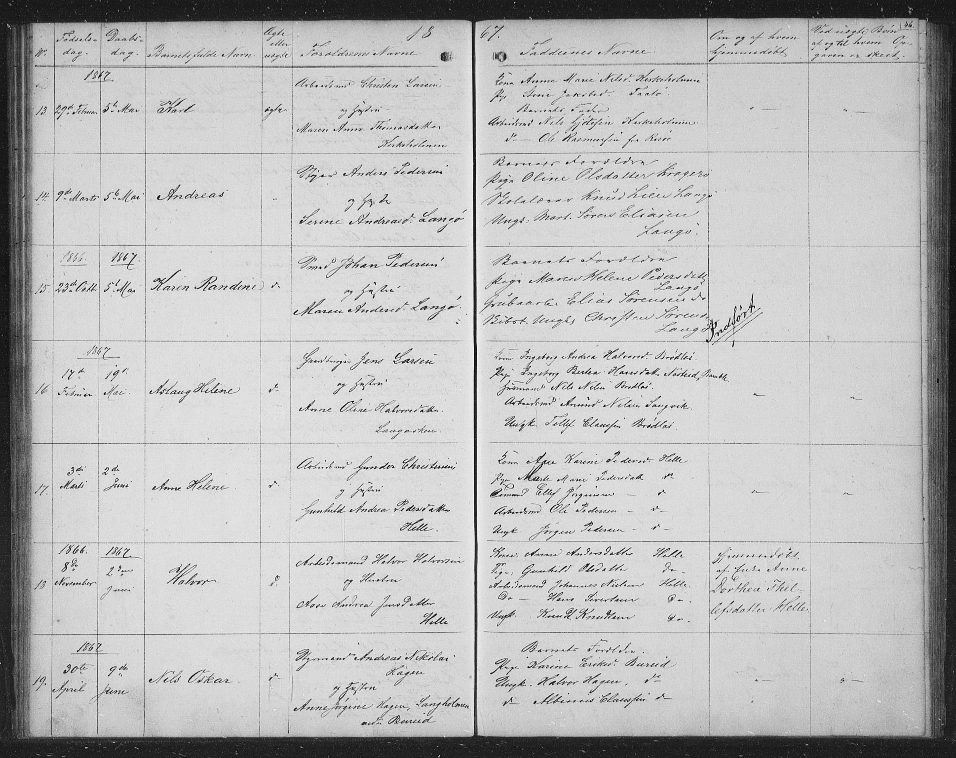 Skåtøy kirkebøker, AV/SAKO-A-304/G/Ga/L0001: Parish register (copy) no. I 1, 1862-1872, p. 46