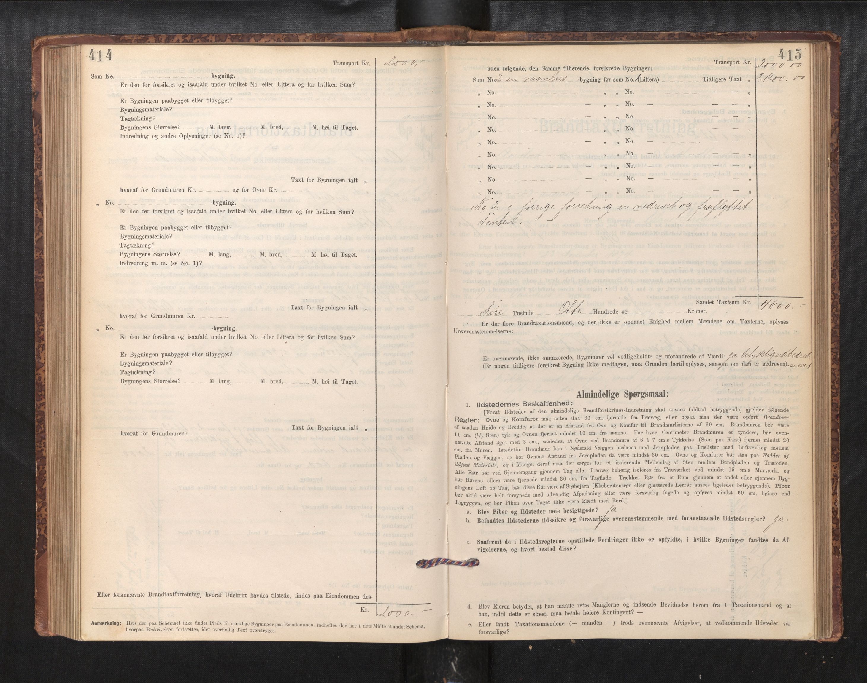 Lensmannen i Årstad, AV/SAB-A-36201/0012/L0011: Branntakstprotokoll,skjematakst, 1895-1901, p. 414-415