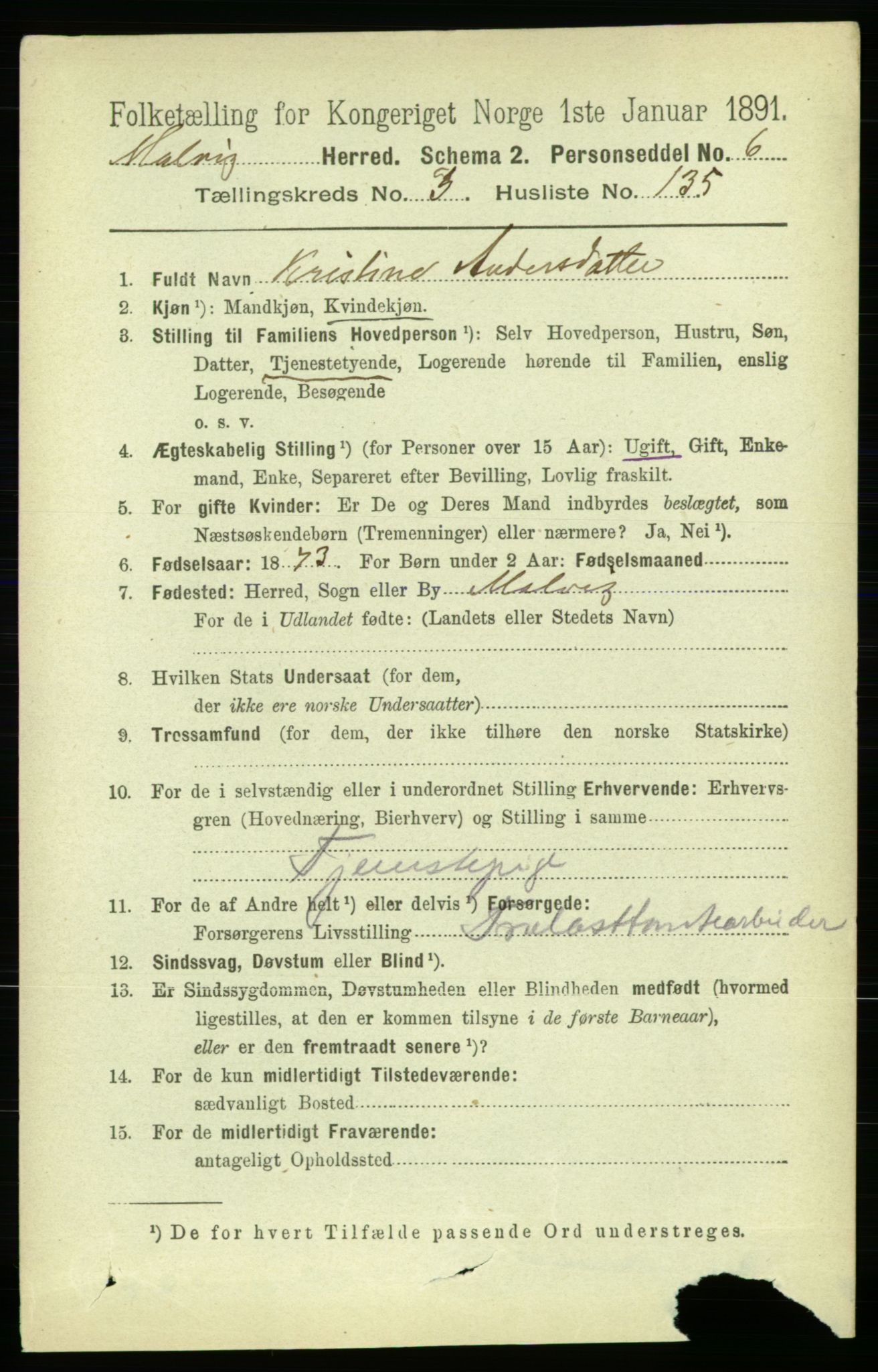 RA, 1891 census for 1663 Malvik, 1891, p. 2642