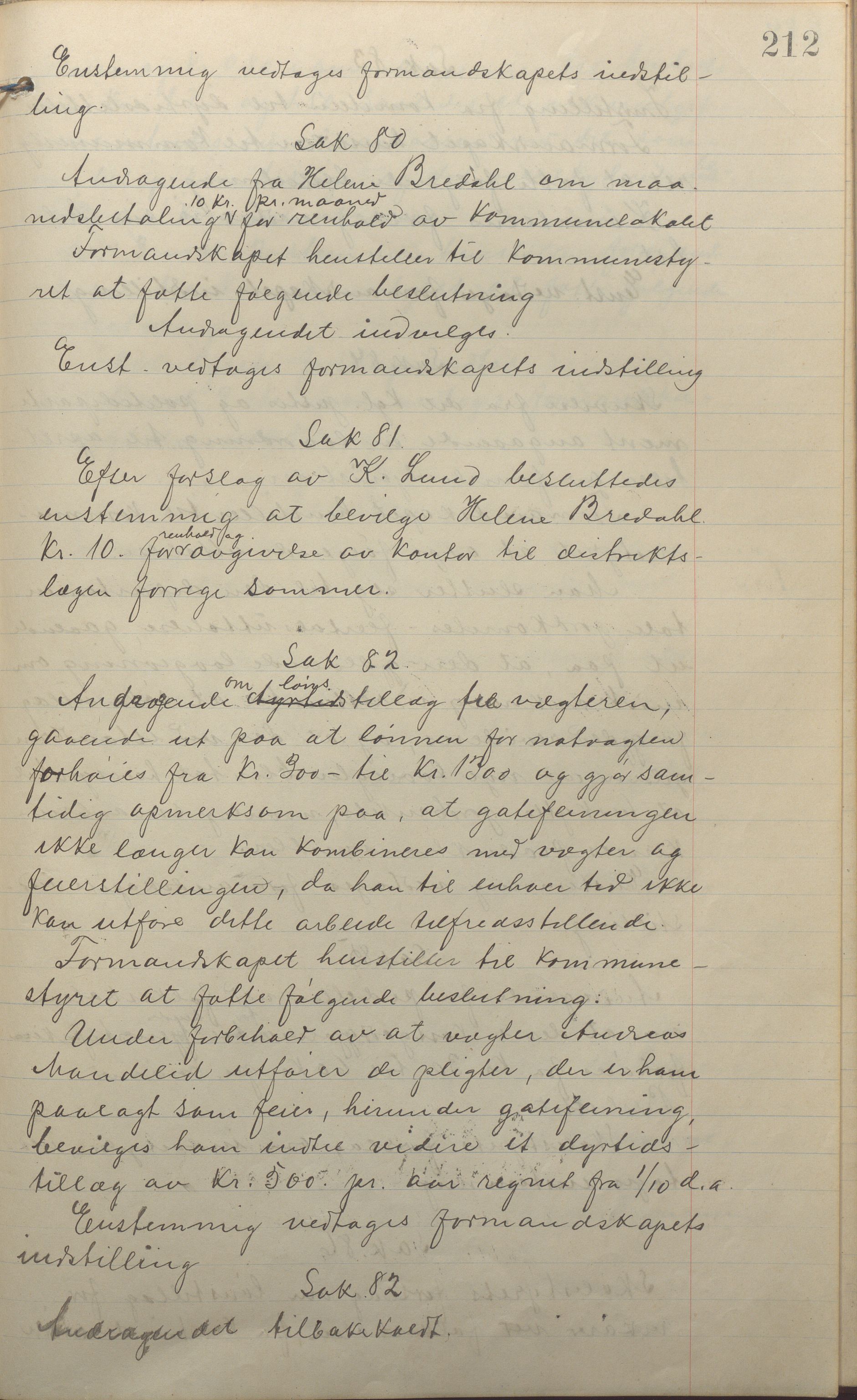 Kopervik Kommune - Formannskapet og Bystyret, IKAR/K-102468/A/Aa/L0004: Møtebok, 1912-1919, p. 212a