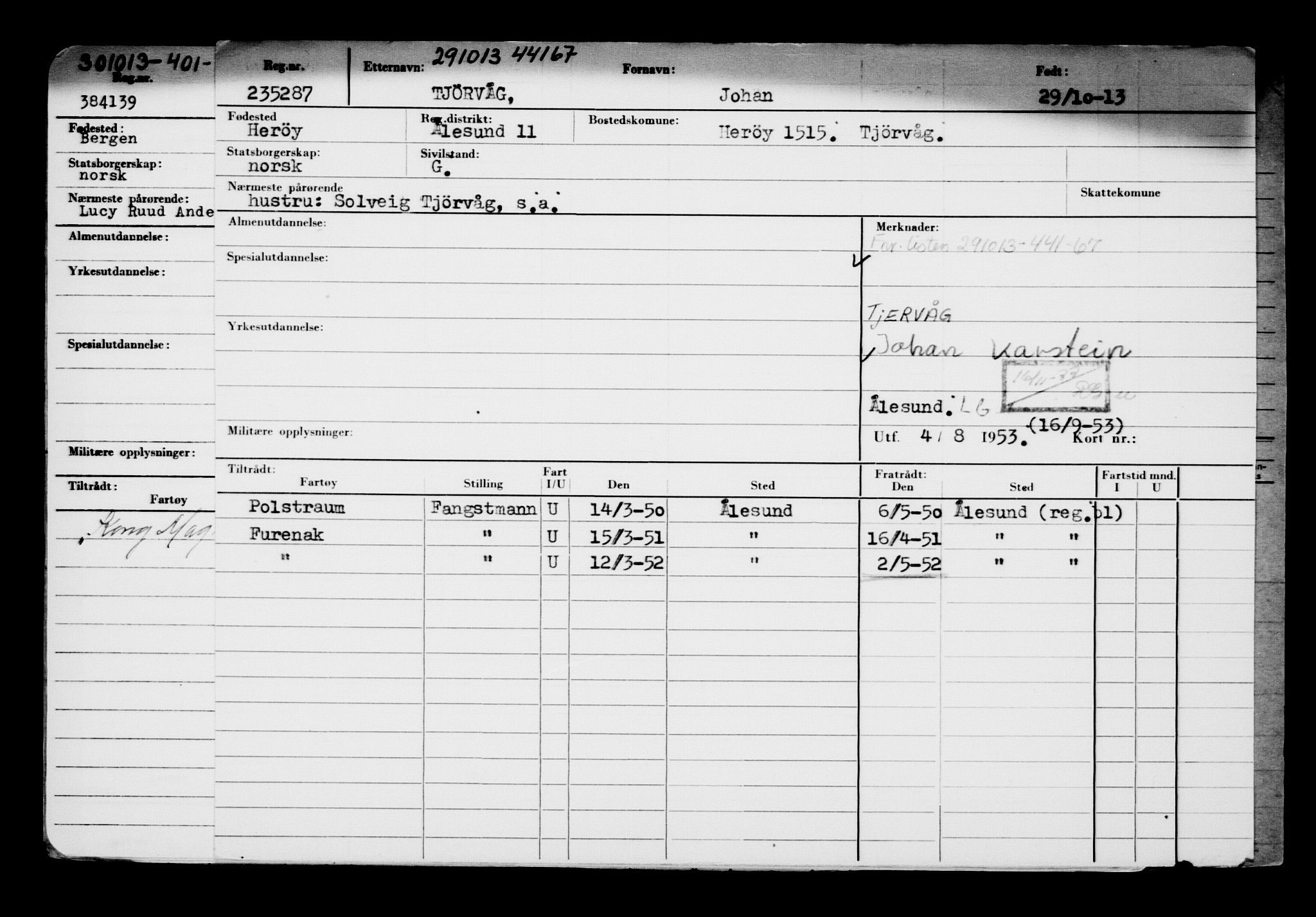 Direktoratet for sjømenn, AV/RA-S-3545/G/Gb/L0116: Hovedkort, 1913, p. 295