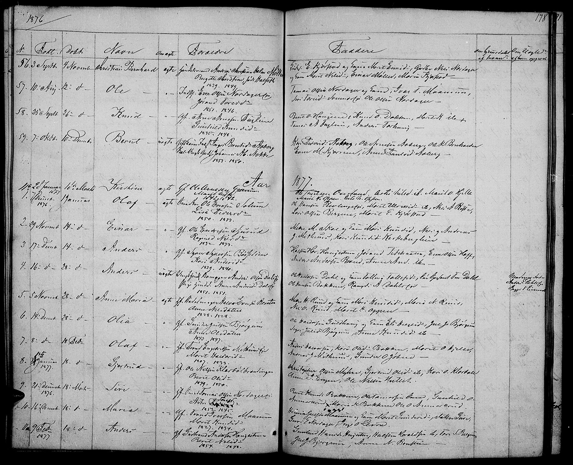 Nord-Aurdal prestekontor, SAH/PREST-132/H/Ha/Hab/L0002: Parish register (copy) no. 2, 1842-1877, p. 178