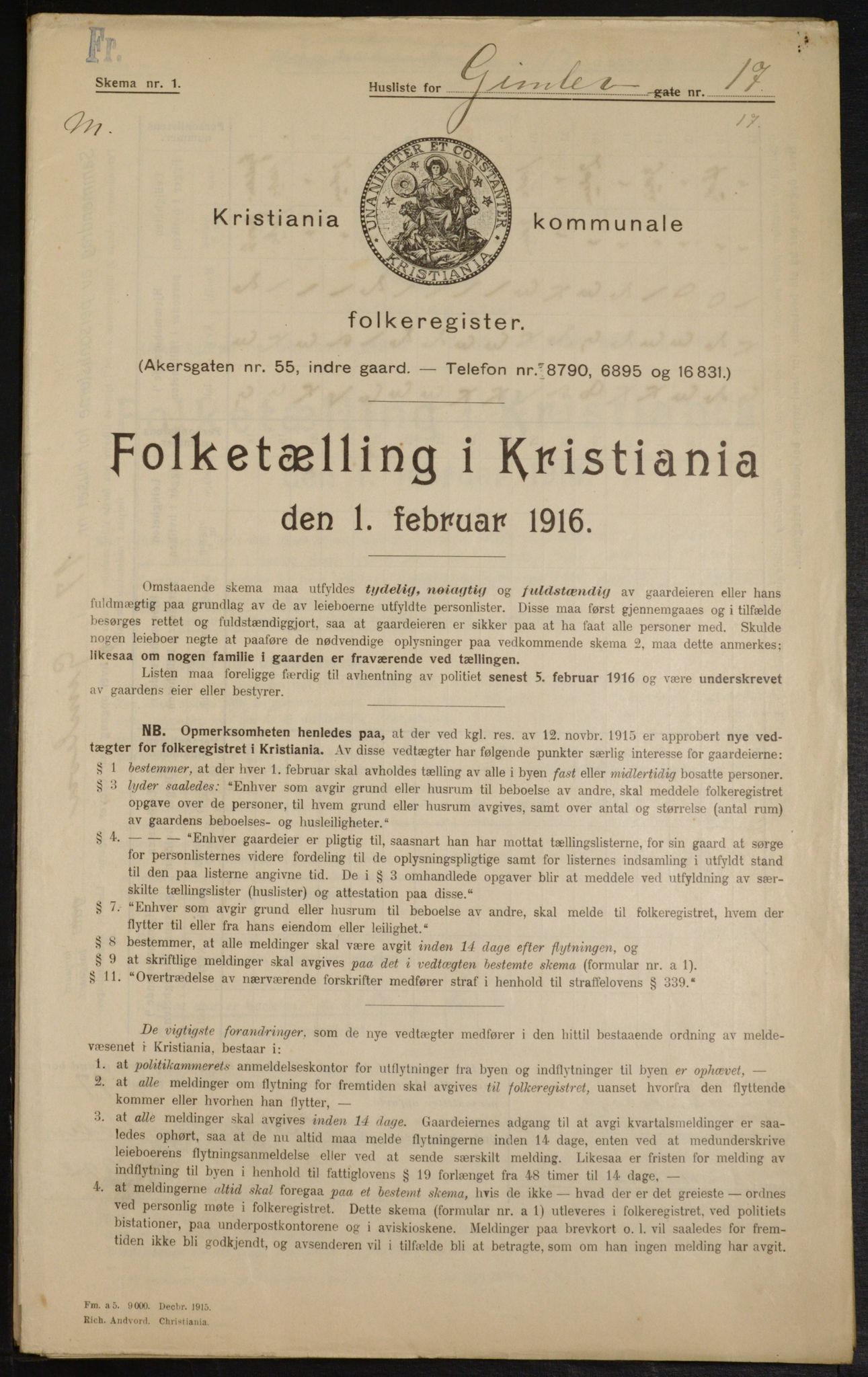 OBA, Municipal Census 1916 for Kristiania, 1916, p. 29748