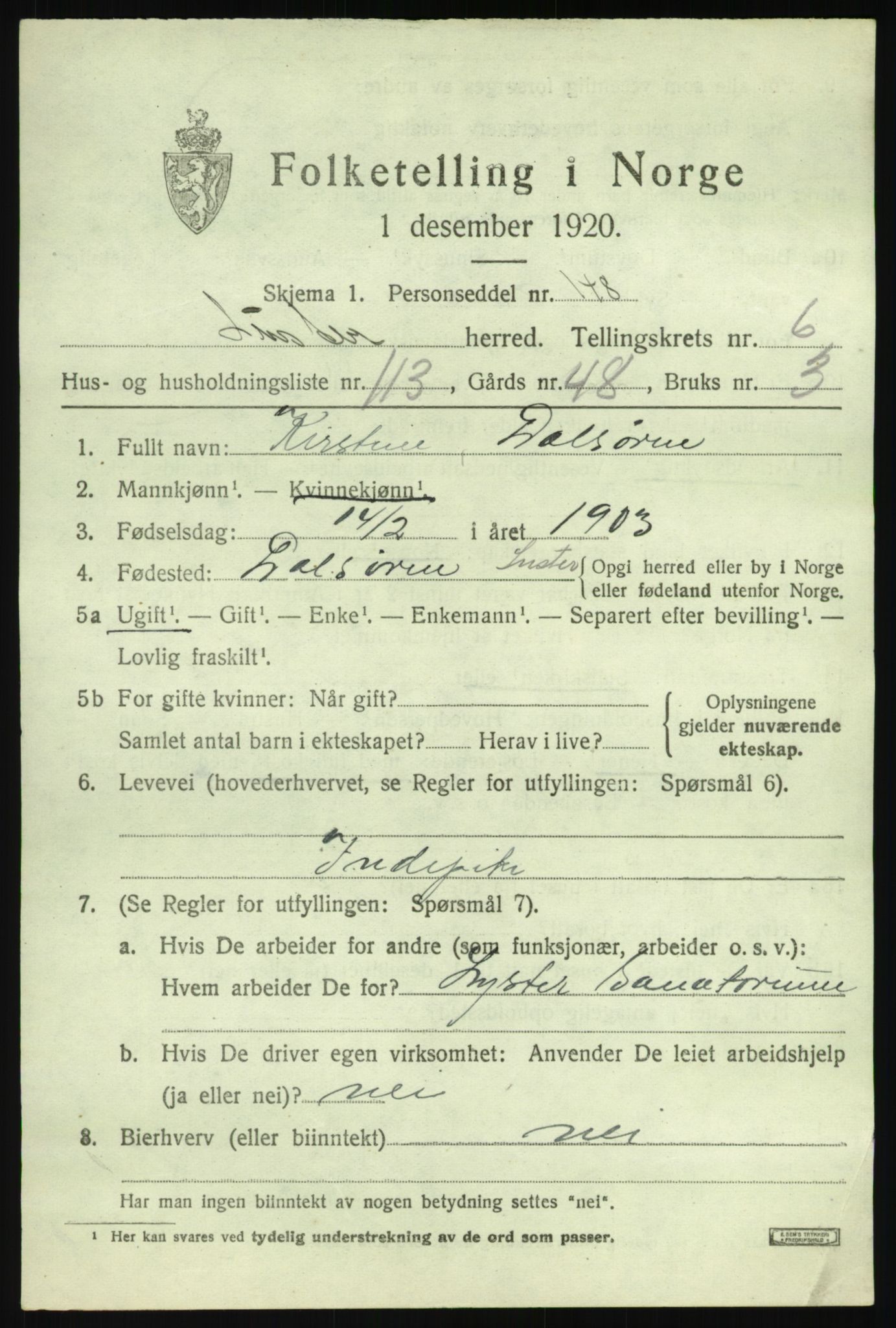 SAB, 1920 census for Luster, 1920, p. 4548