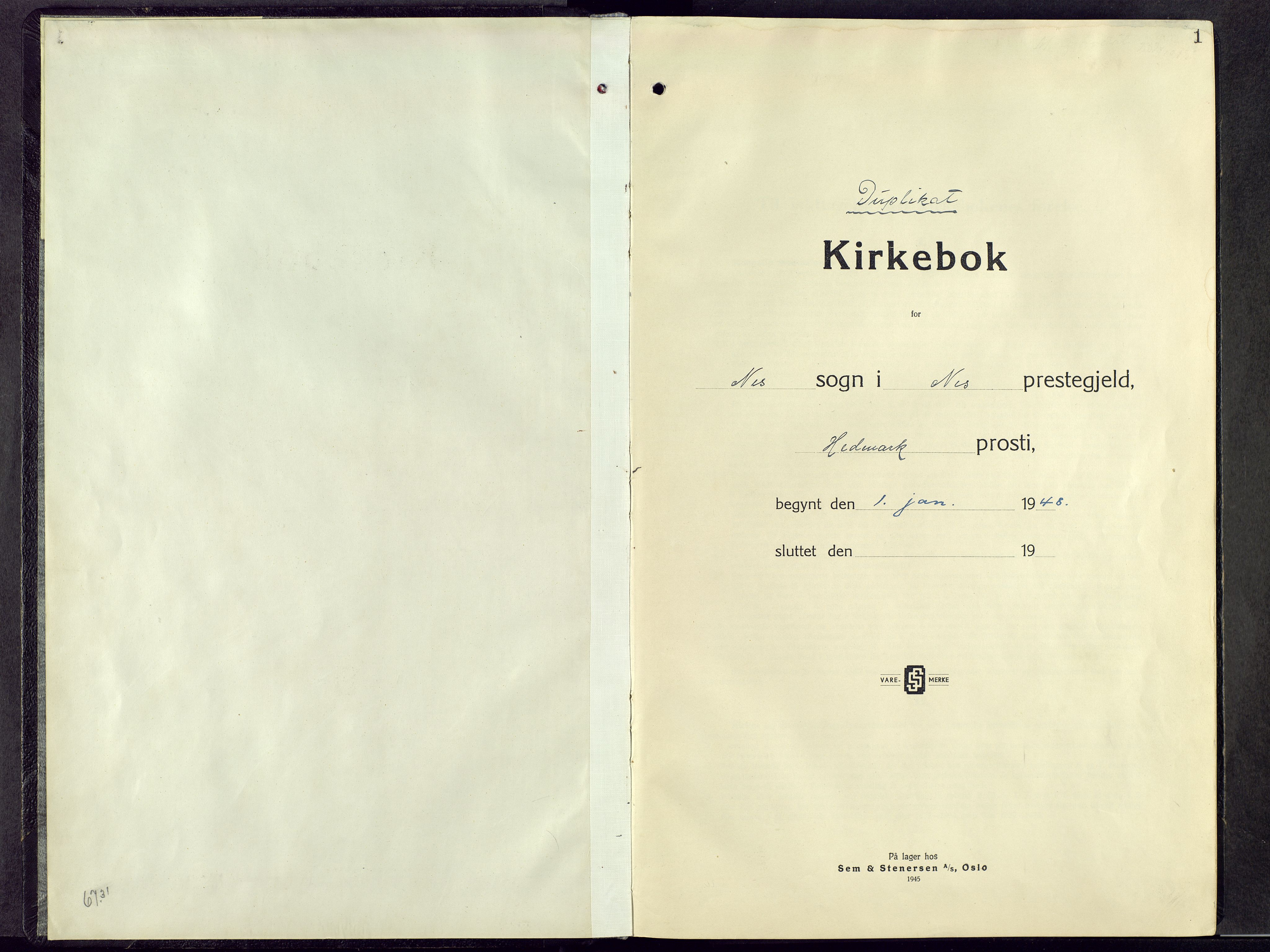 Nes prestekontor, Hedmark, AV/SAH-PREST-020/L/La/L0014: Parish register (copy) no. 14, 1948-1967, p. 1