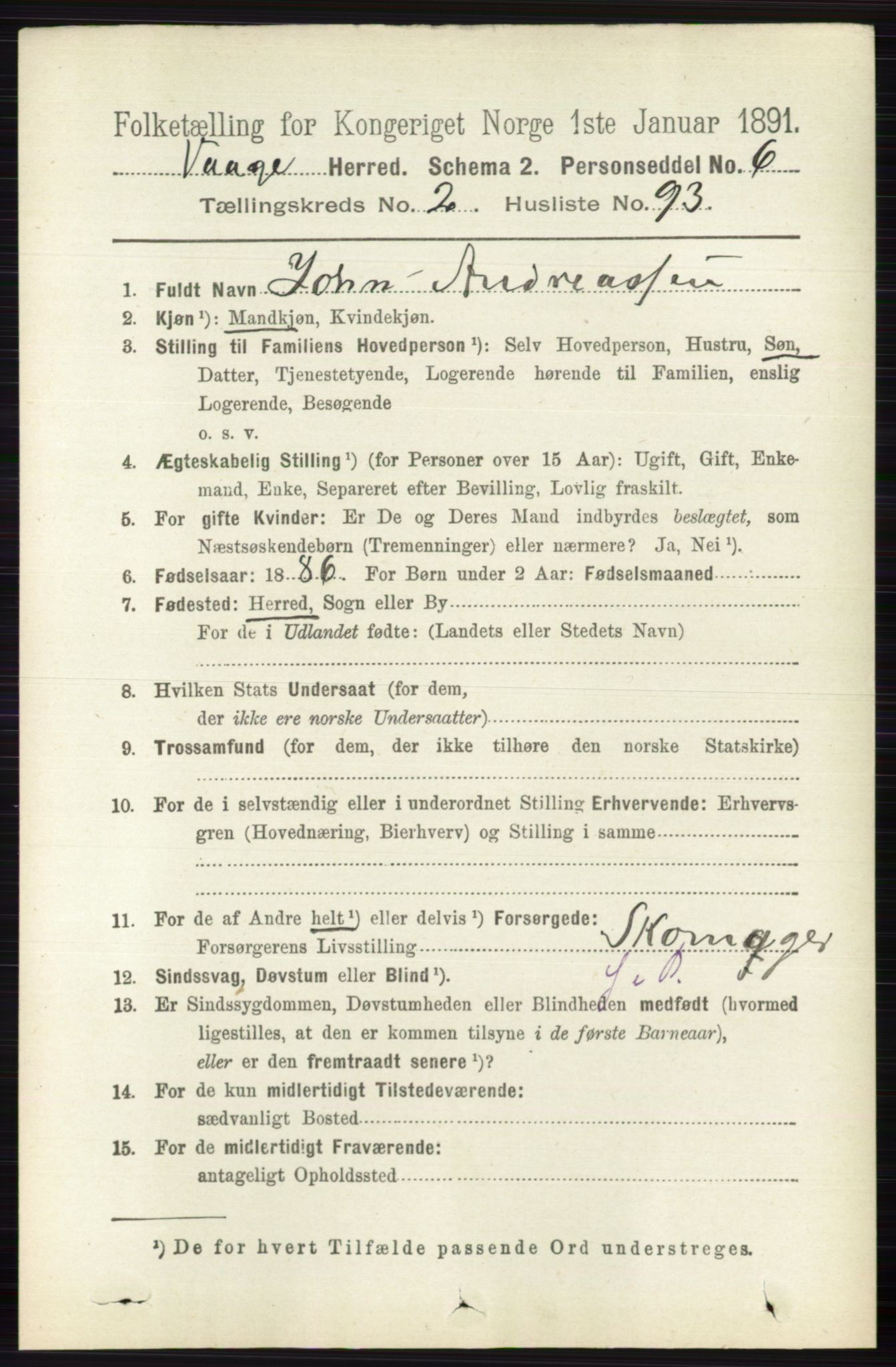 RA, 1891 census for 0515 Vågå, 1891, p. 1762