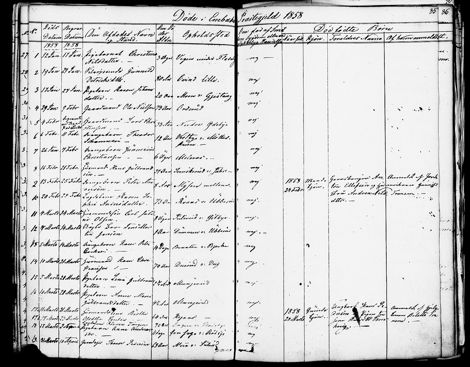 Enebakk prestekontor Kirkebøker, AV/SAO-A-10171c/F/Fa/L0013: Parish register (official) no. I 13, 1832-1882, p. 85