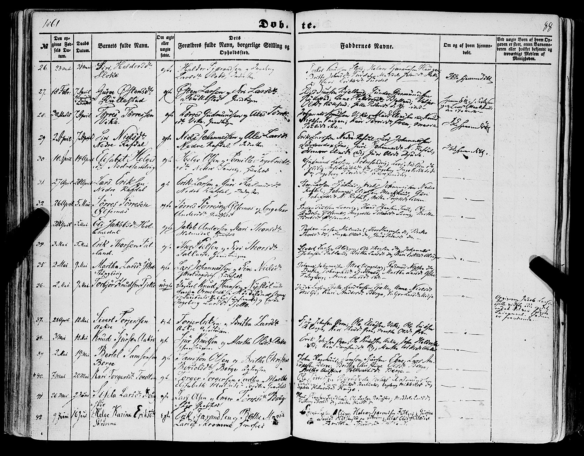 Skånevik sokneprestembete, SAB/A-77801/H/Haa: Parish register (official) no. A 5I, 1848-1869, p. 88
