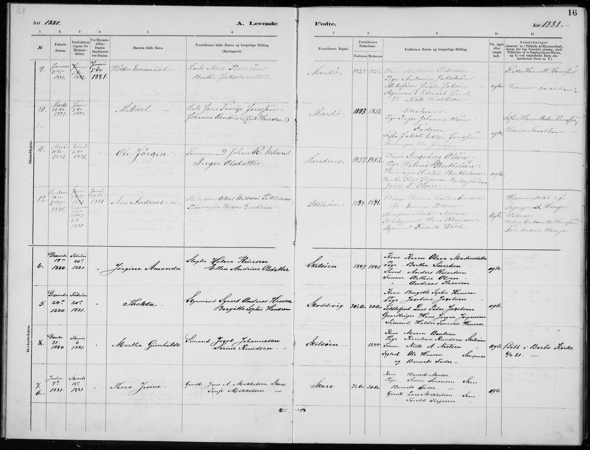 Tromøy sokneprestkontor, AV/SAK-1111-0041/F/Fb/L0005: Parish register (copy) no. B 5, 1877-1891, p. 16