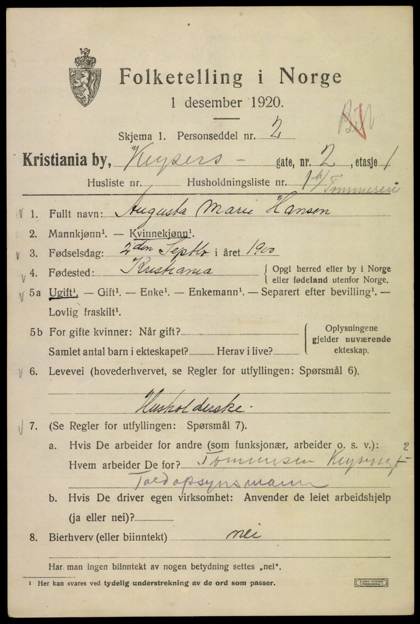 SAO, 1920 census for Kristiania, 1920, p. 331523