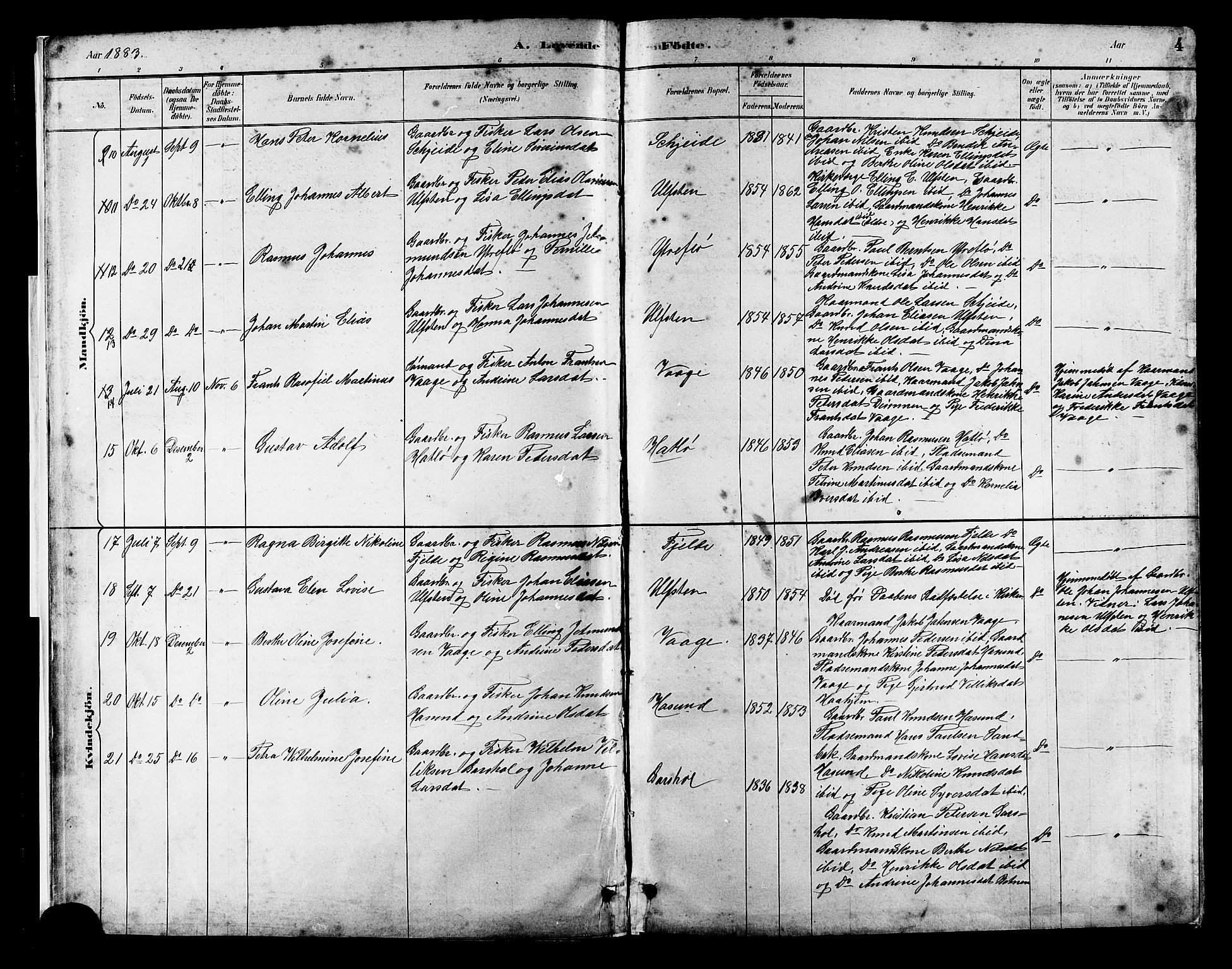 Ministerialprotokoller, klokkerbøker og fødselsregistre - Møre og Romsdal, SAT/A-1454/509/L0112: Parish register (copy) no. 509C02, 1883-1922, p. 4