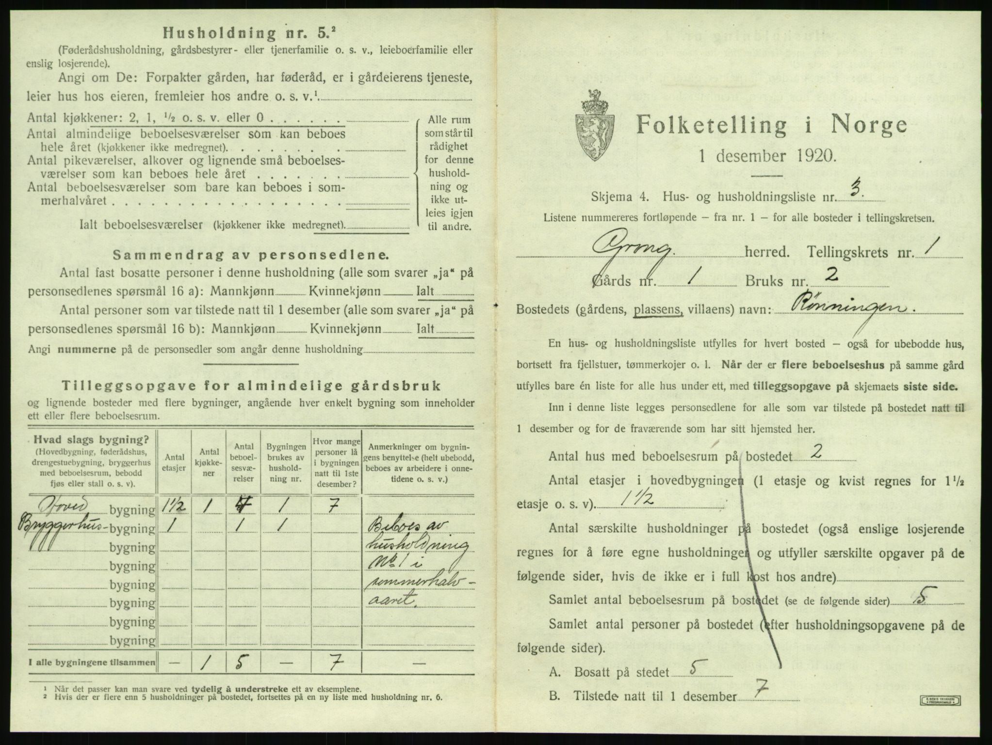 SAT, 1920 census for Grong, 1920, p. 53