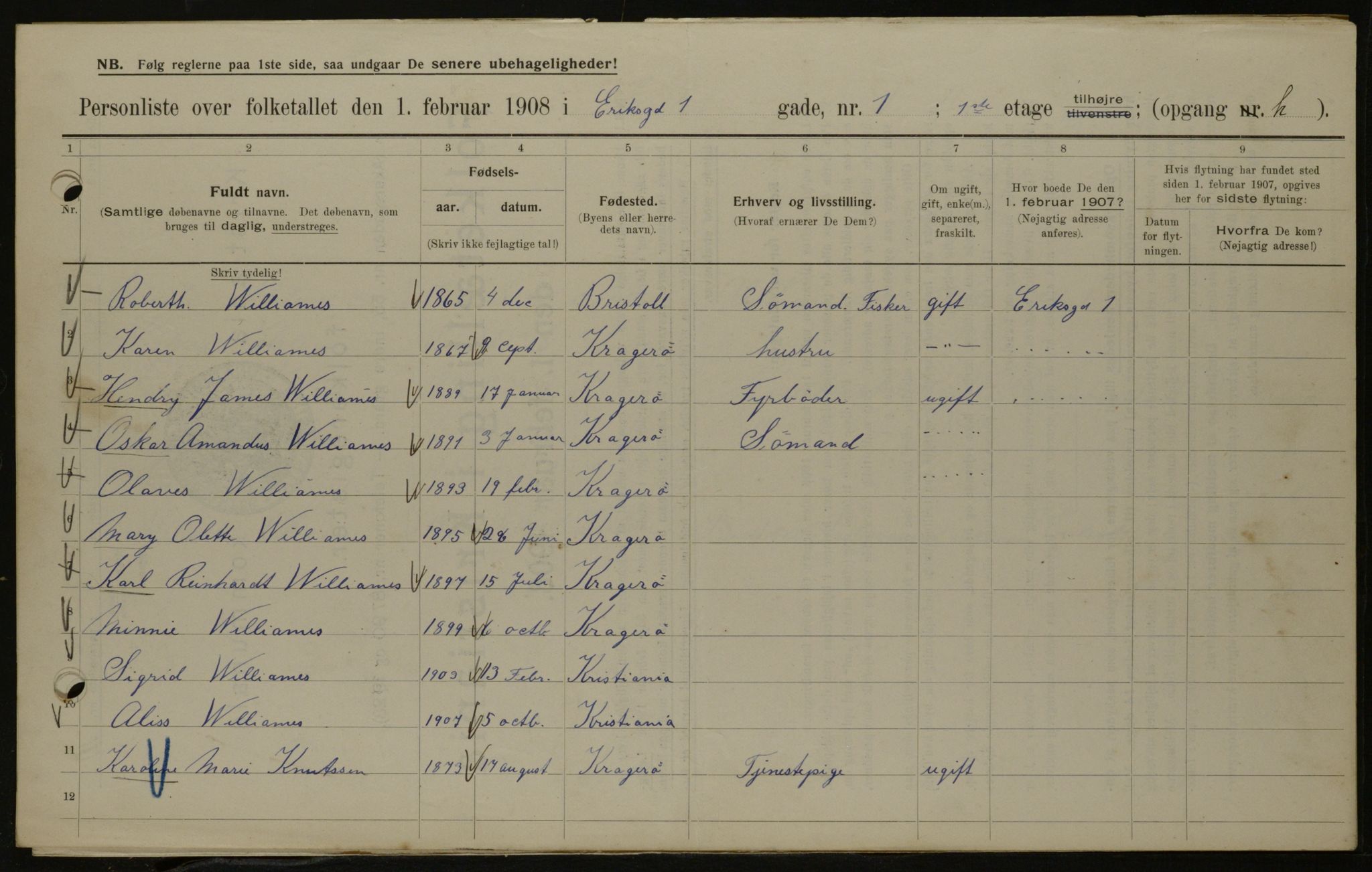 OBA, Municipal Census 1908 for Kristiania, 1908, p. 17933