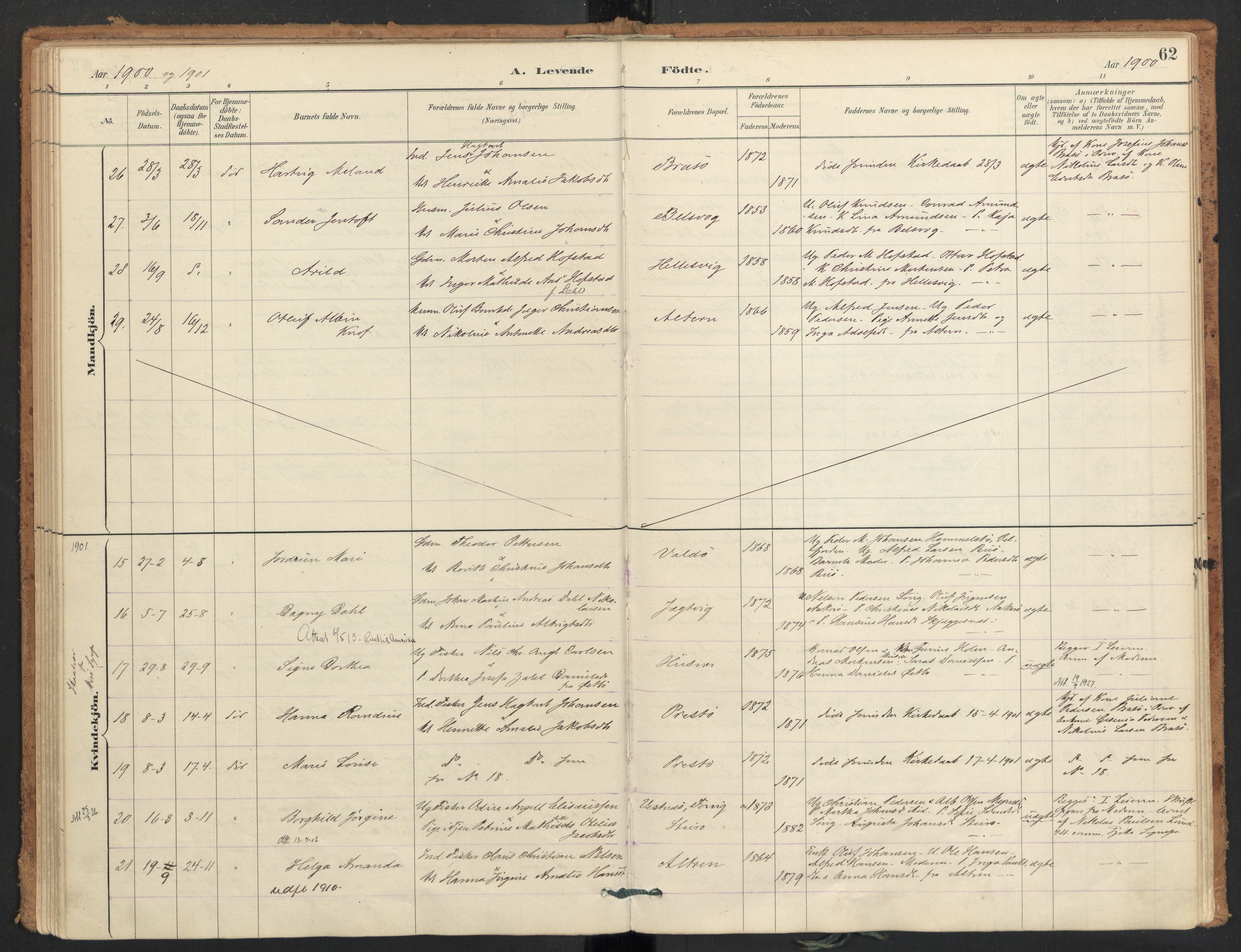 Ministerialprotokoller, klokkerbøker og fødselsregistre - Nordland, AV/SAT-A-1459/830/L0453: Parish register (official) no. 830A17, 1886-1911, p. 62