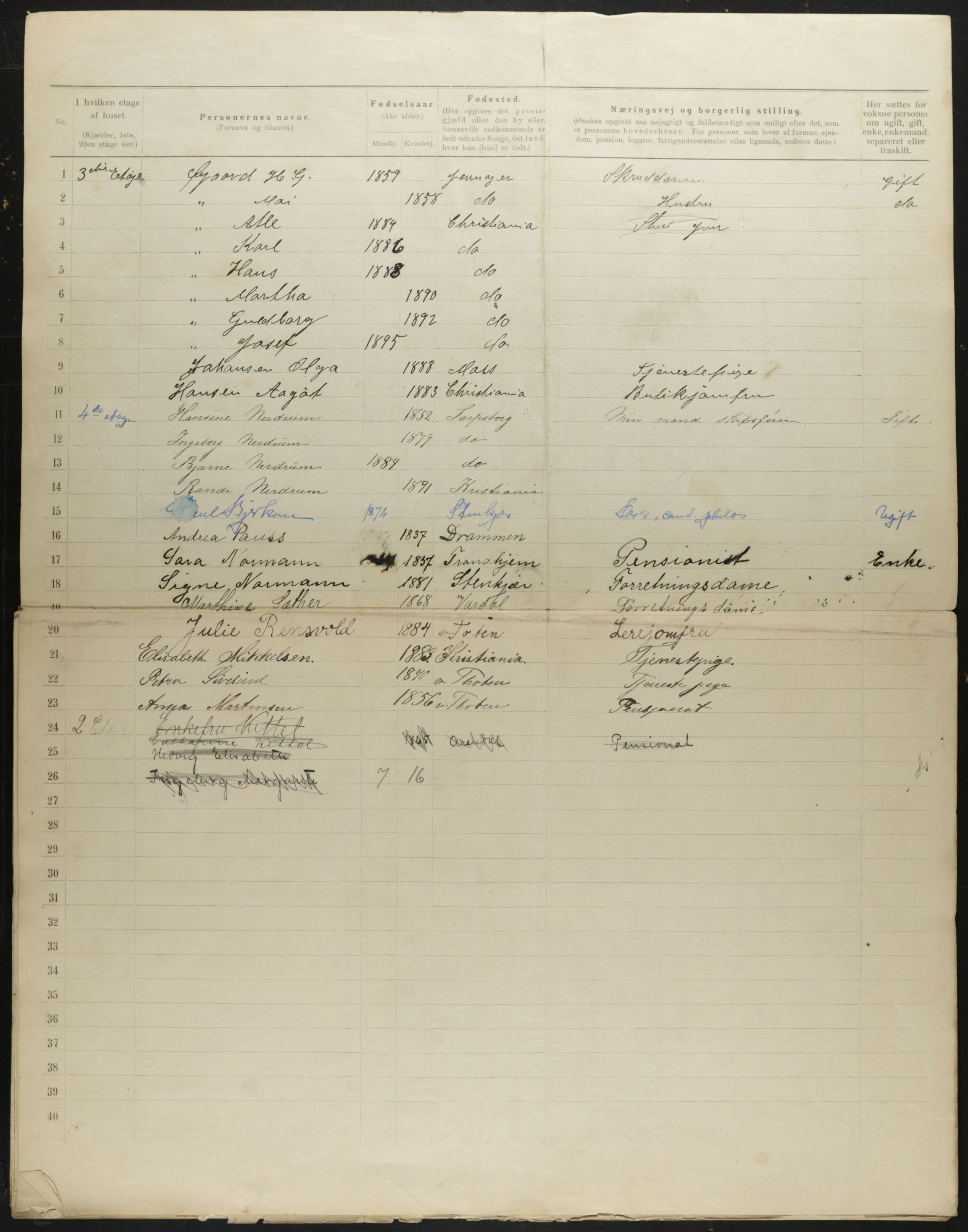 OBA, Municipal Census 1901 for Kristiania, 1901, p. 639