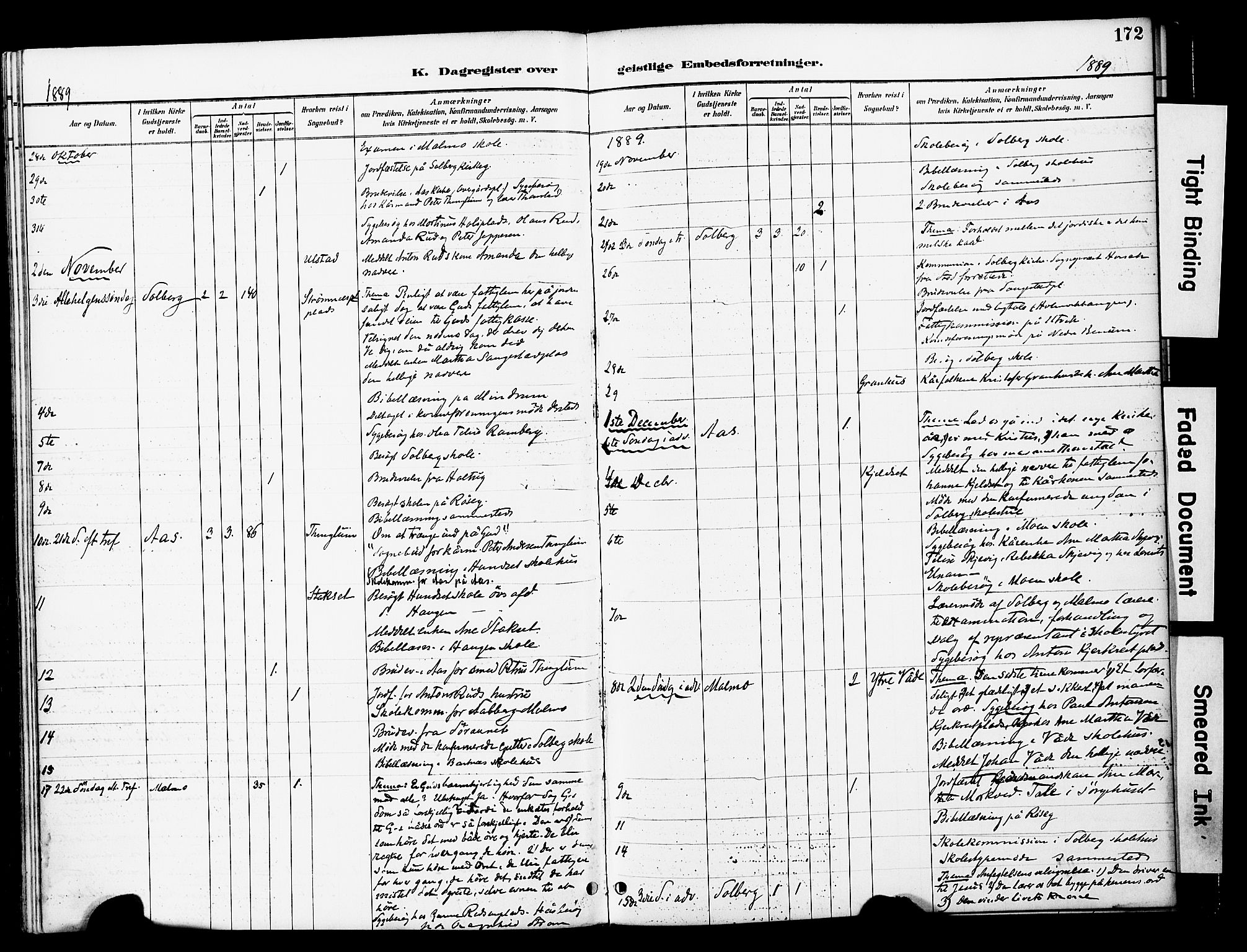 Ministerialprotokoller, klokkerbøker og fødselsregistre - Nord-Trøndelag, SAT/A-1458/741/L0396: Parish register (official) no. 741A10, 1889-1901, p. 172