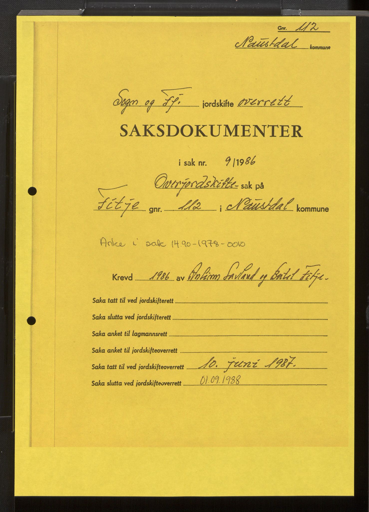 Sunnfjord og Ytre Sogn jordskifterett, AV/SAB-A-100476/F/Fh/L0019/0002: Jordskiftesaker gnr. 108 - 115 / Sak 1490 - 1978 - 0010 Fitje gnr. 112 i Naustdal og ankesak til jordskifteoverretten 2500 - 1986 - 0009 Fitje gnr. 112 i Naustdal, 1978-1988, p. 216