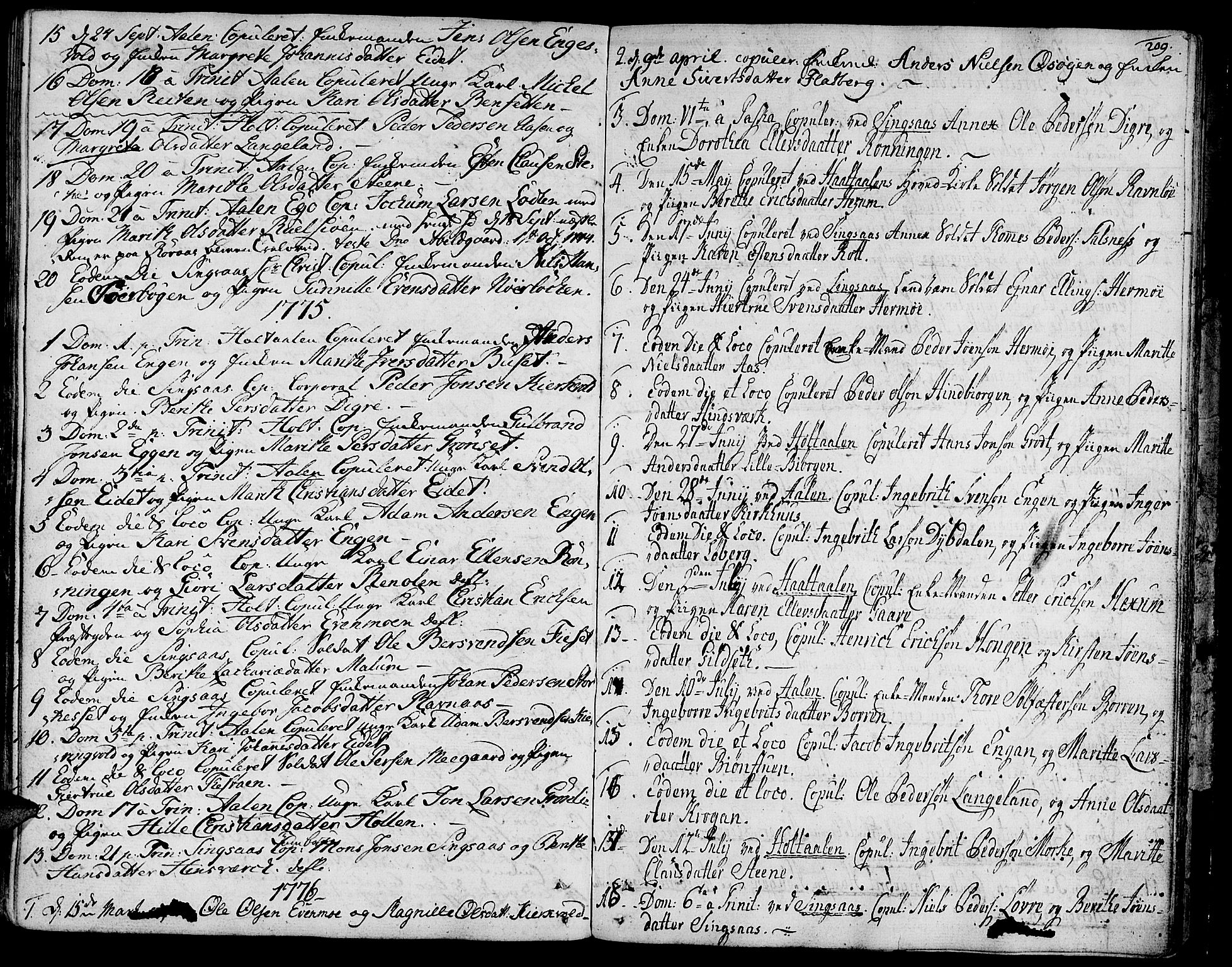 Ministerialprotokoller, klokkerbøker og fødselsregistre - Sør-Trøndelag, SAT/A-1456/685/L0952: Parish register (official) no. 685A01, 1745-1804, p. 209